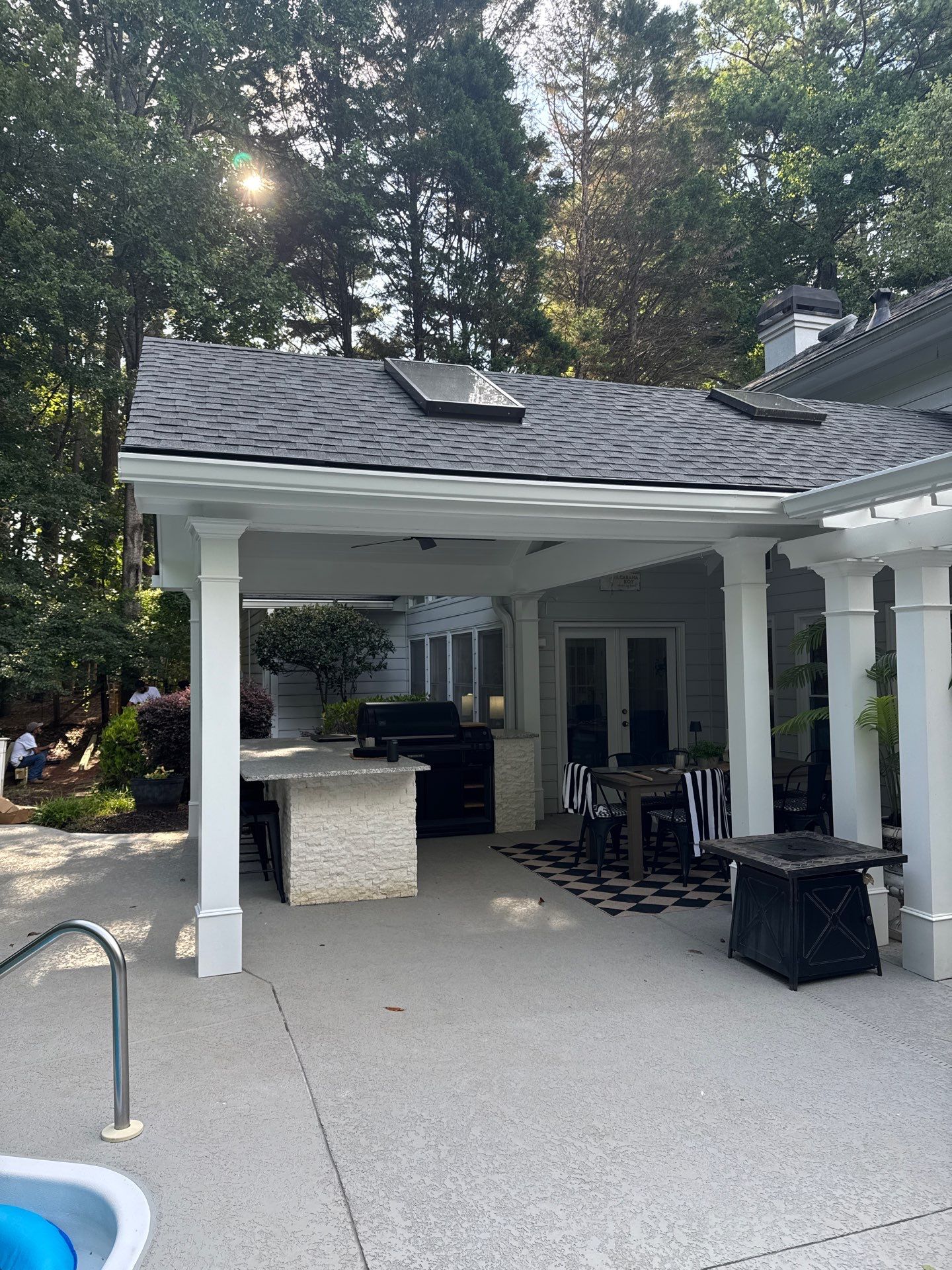 Marietta Poolside Pavilion with Custom Outdoor Kitchen and Pergola by Swift Home Renovations