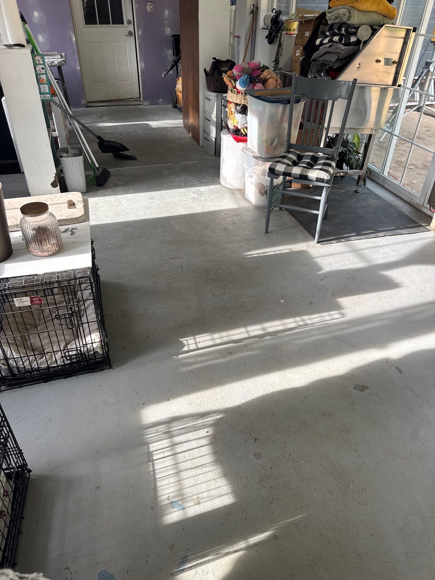 Grey Epoxy Flake Floor Installation for a Muskegon Sunroom by Gordon Painting