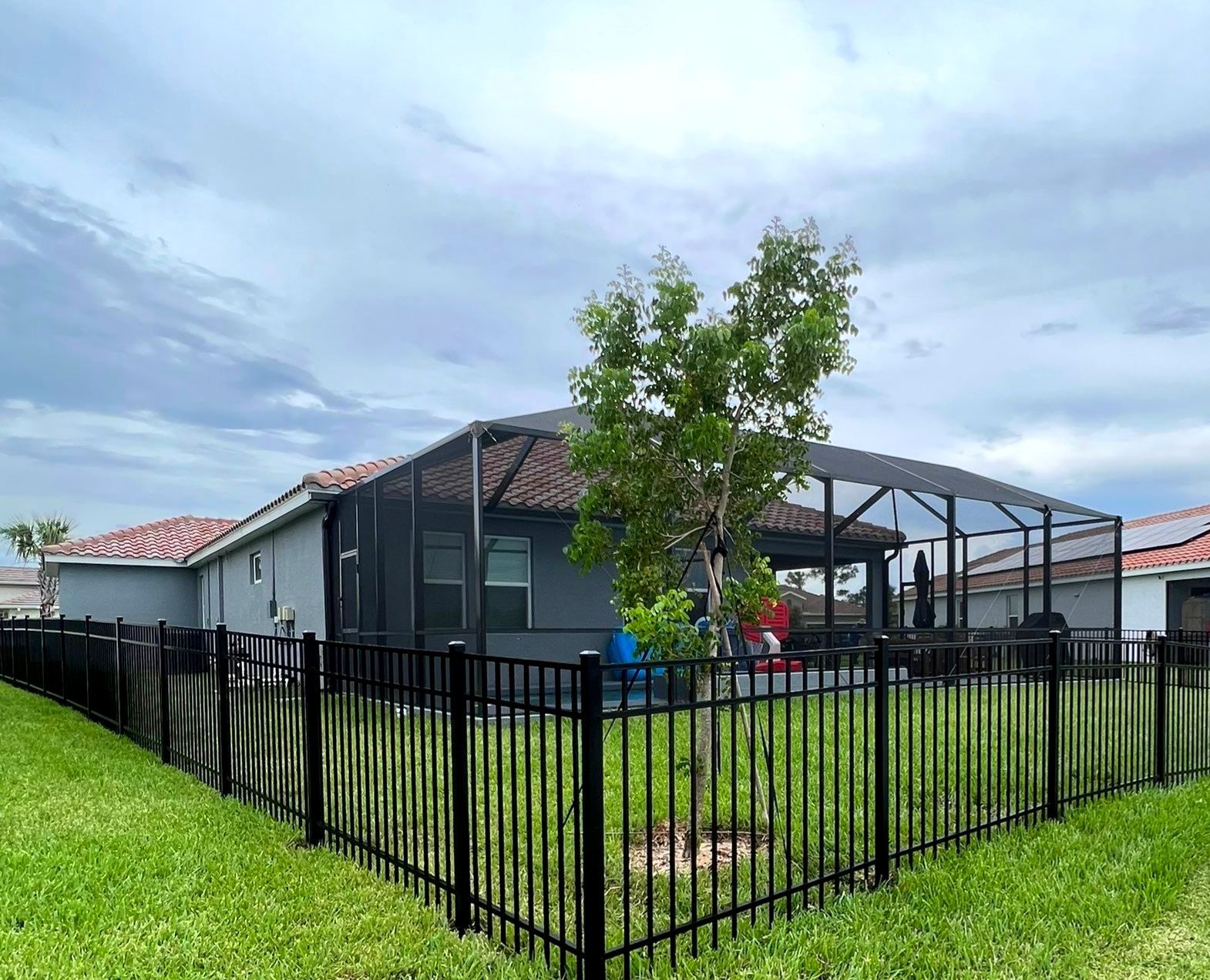 Aluminum Fence Installation using Black 3 Rail Aluminum Fence by Asap fence and gates, LLC