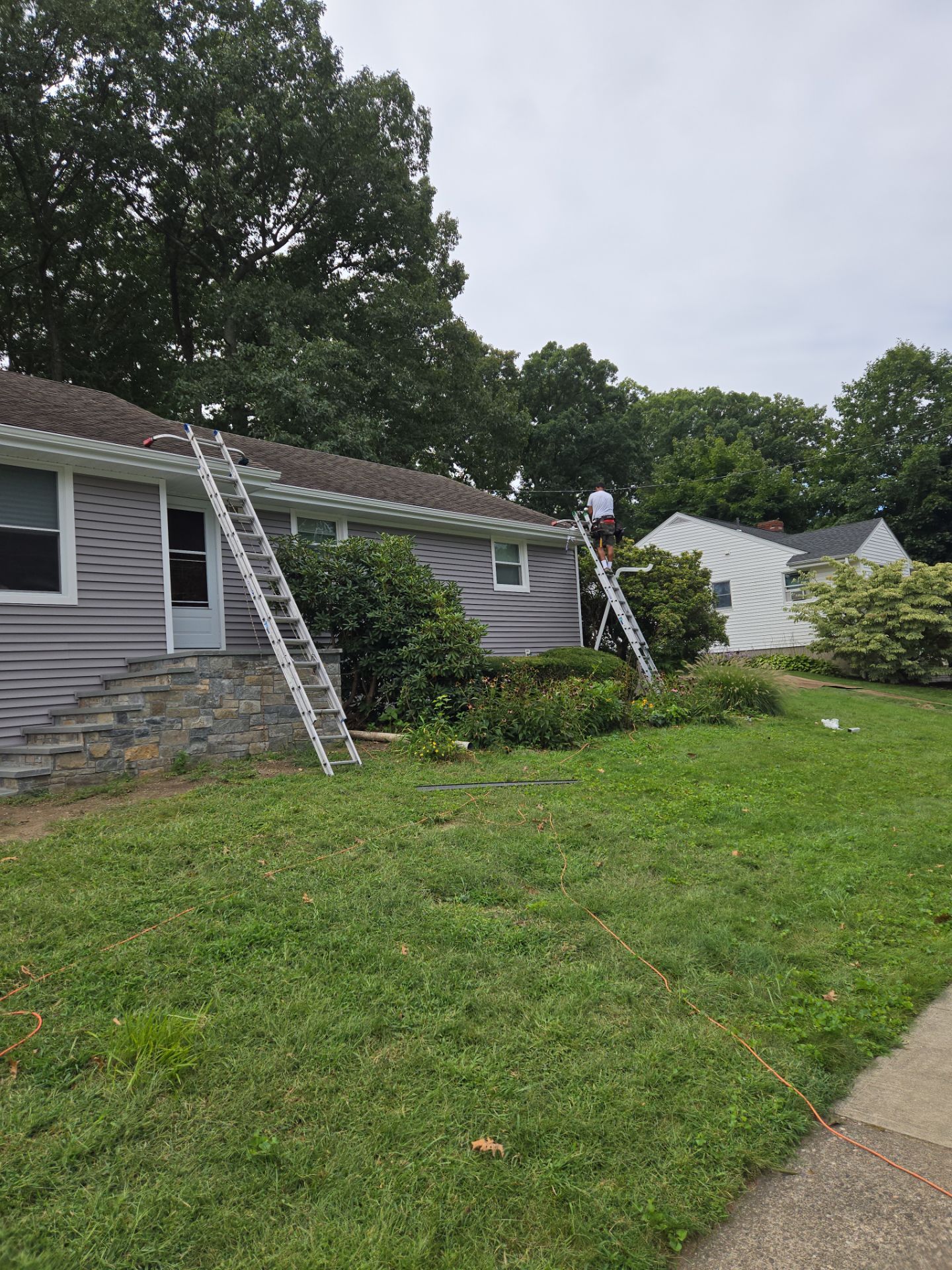 Siding Installation using CertainTeed Monogram Vinyl Siding - D4 - Granite Gray by A Plus Exterior