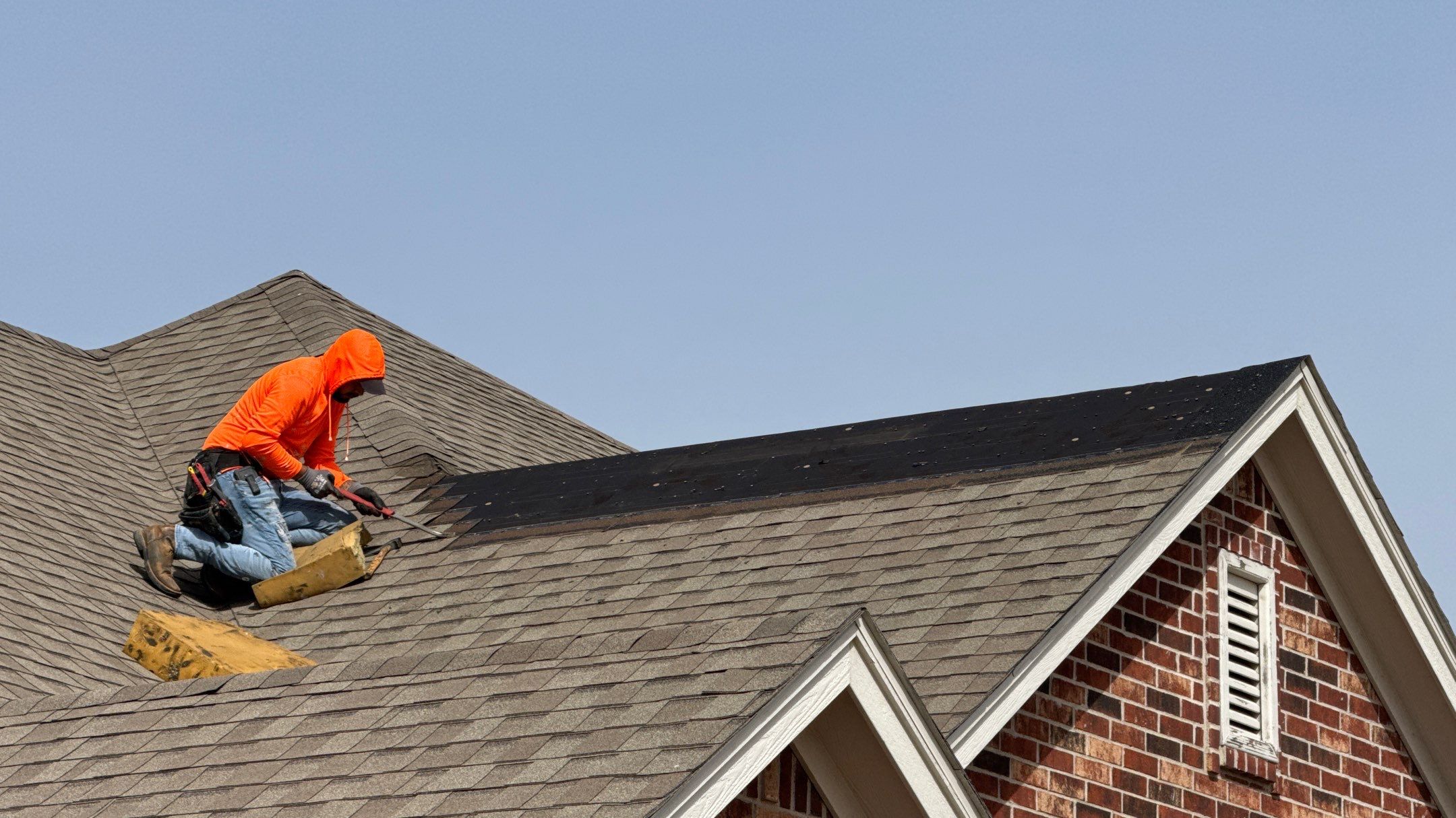 Residential Roofing Repair using Matching Tamko Heritage Shingles by Harvey Roofing & Construction