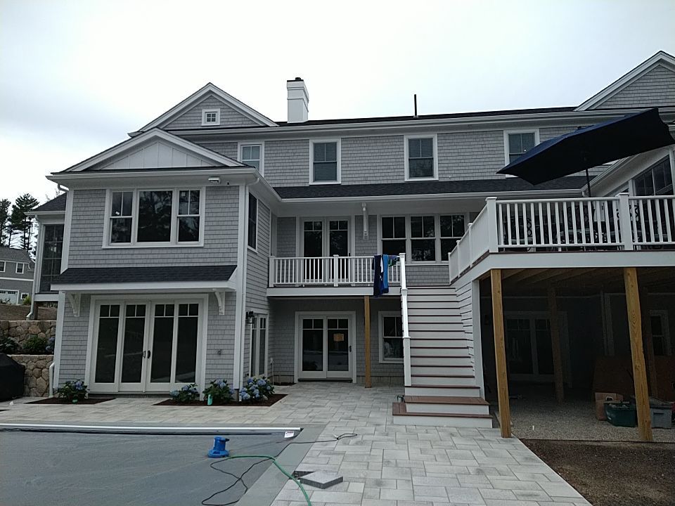 K-Style Gutter Installation with Round Downspouts in Marshfield, MA by Gutter Pro Enterprises