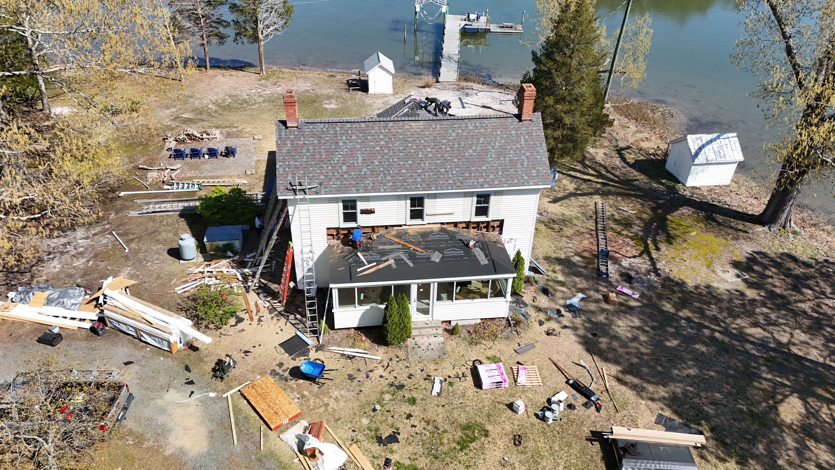 Waterfront Exterior Renovation in Port Haywood by Cade Construction