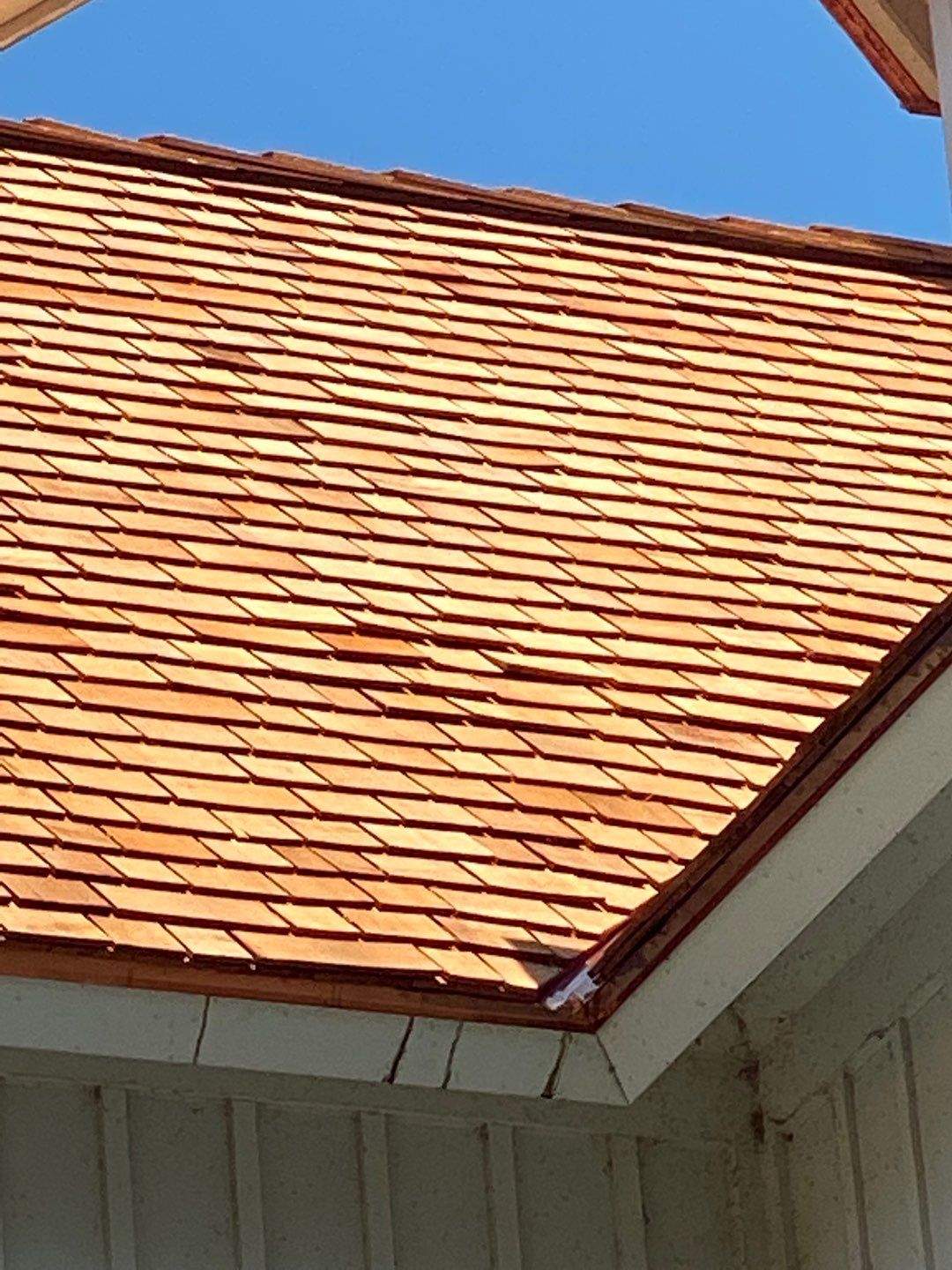 Cedar Shake Roof Replacement with Half Round Gutter Installation by Custom Installations