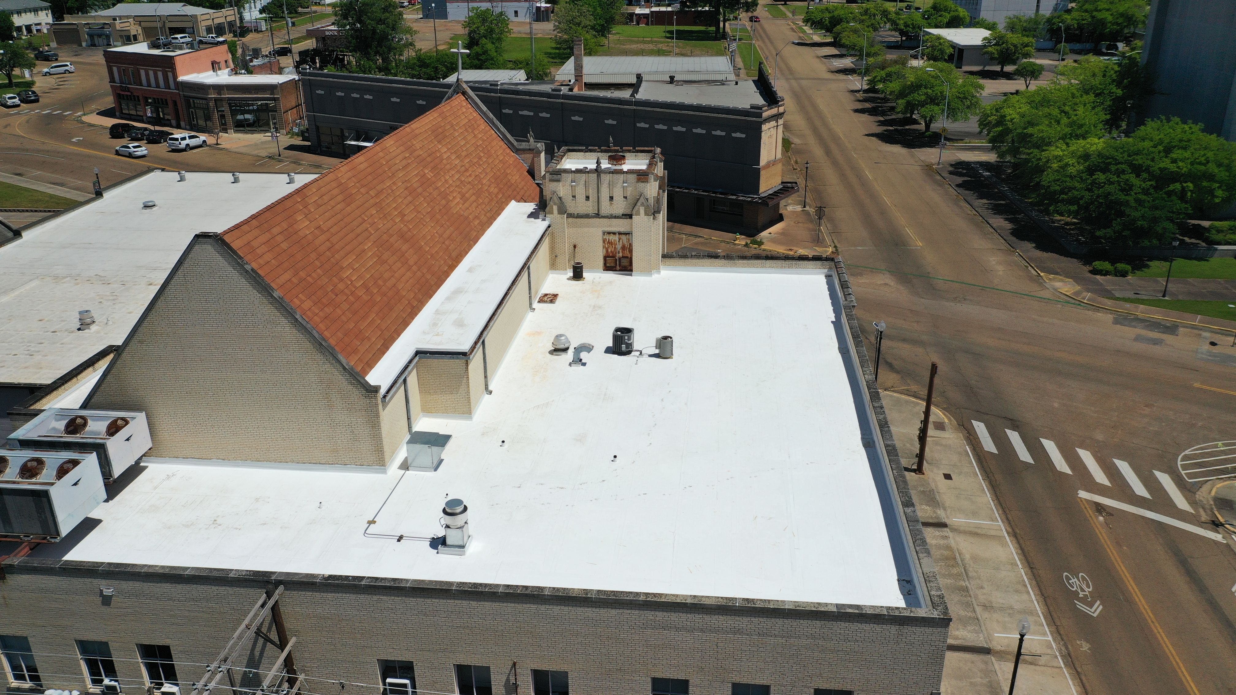 Commercial Roofing Installation using 50 mil PVC by Hostetler Roofing