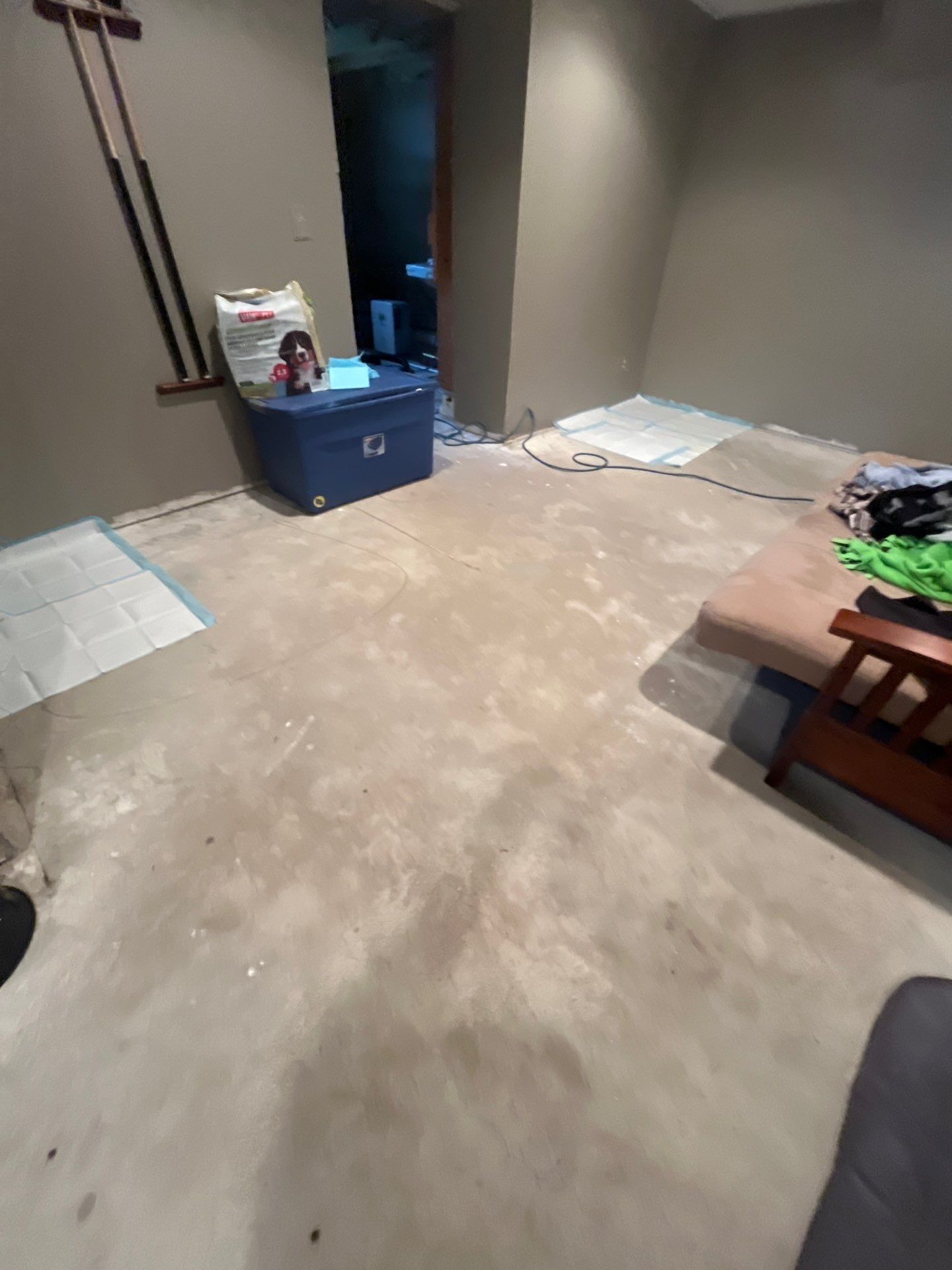 Custom Multi-Fleck Epoxy Floor Coating for Residential Basement by Select Painting, Coatings & Garage Cabinets