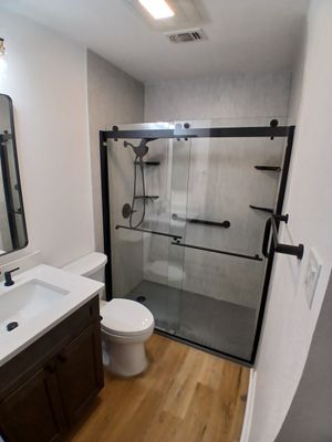 Small Bathroom Tub To Shower Conversion Remodel in West San Antonio