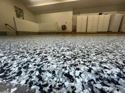 Exterior Siding Repairs and Epoxy Flake Floor in Spring Lake