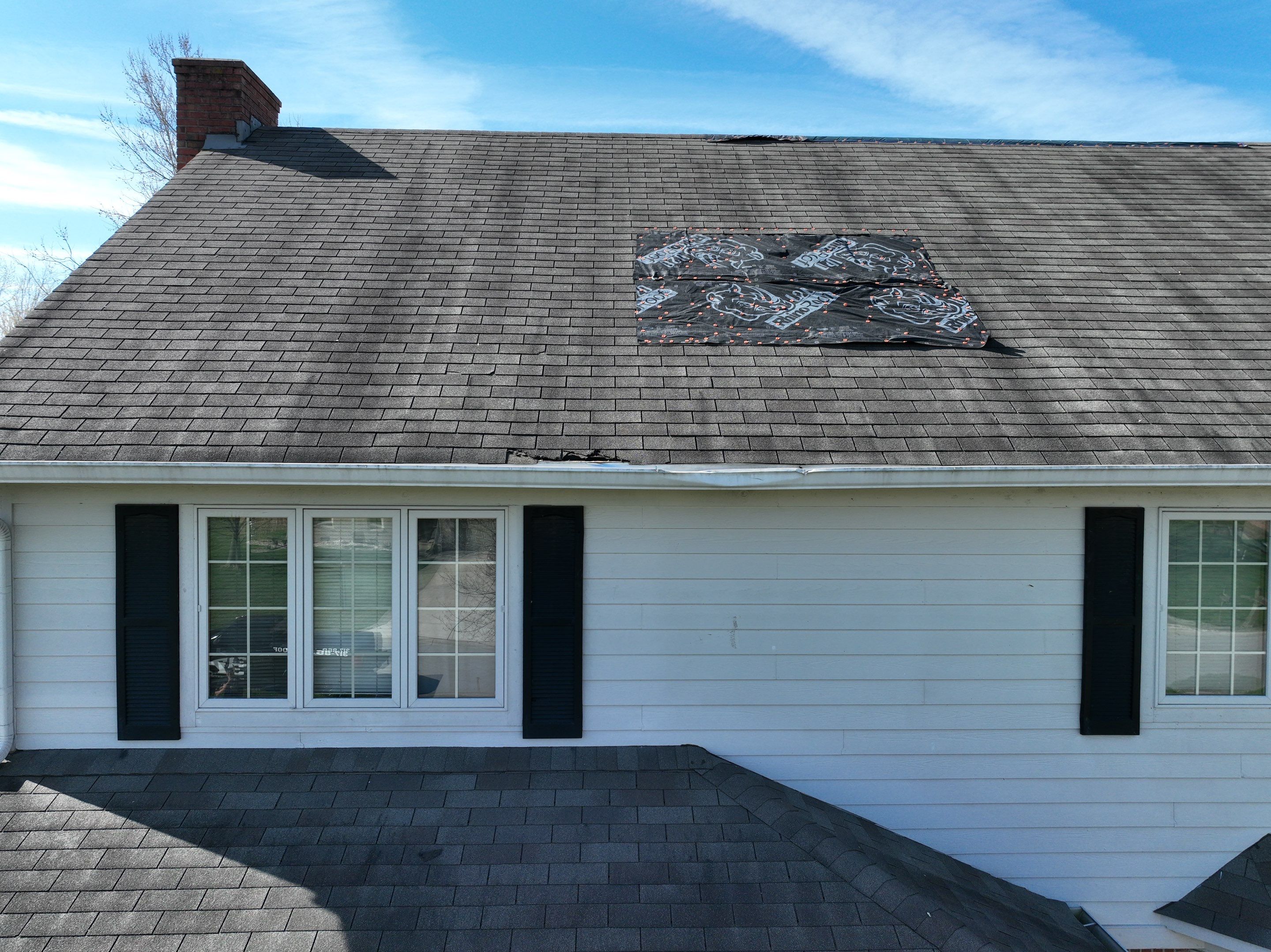 Tornado damage in Whiteland. Roof replacement, James Hardie siding, exterior paint, gutters, windows, doors by 317 Roofing & Restorations