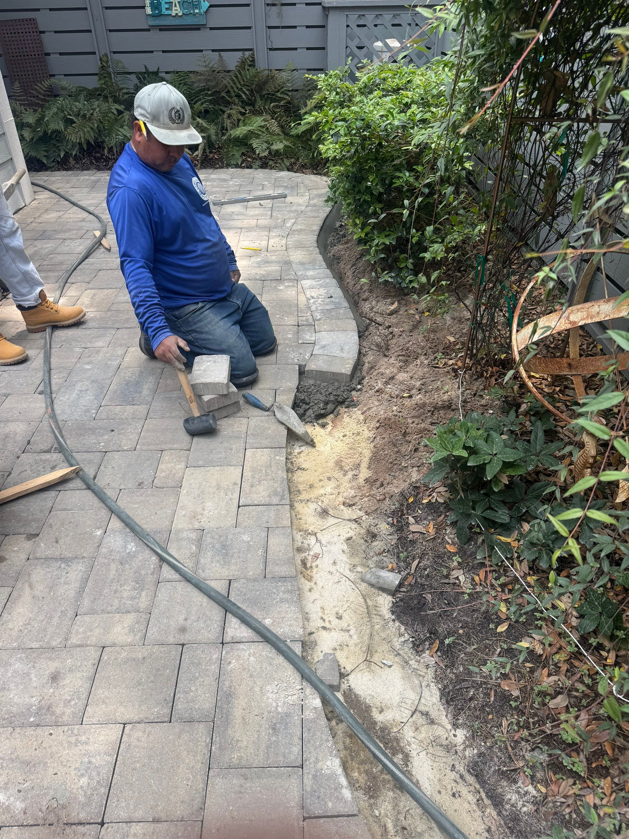 Residential Gray Stone Paver Entry Walkway Installation by Lowcountry Scapes, LLC