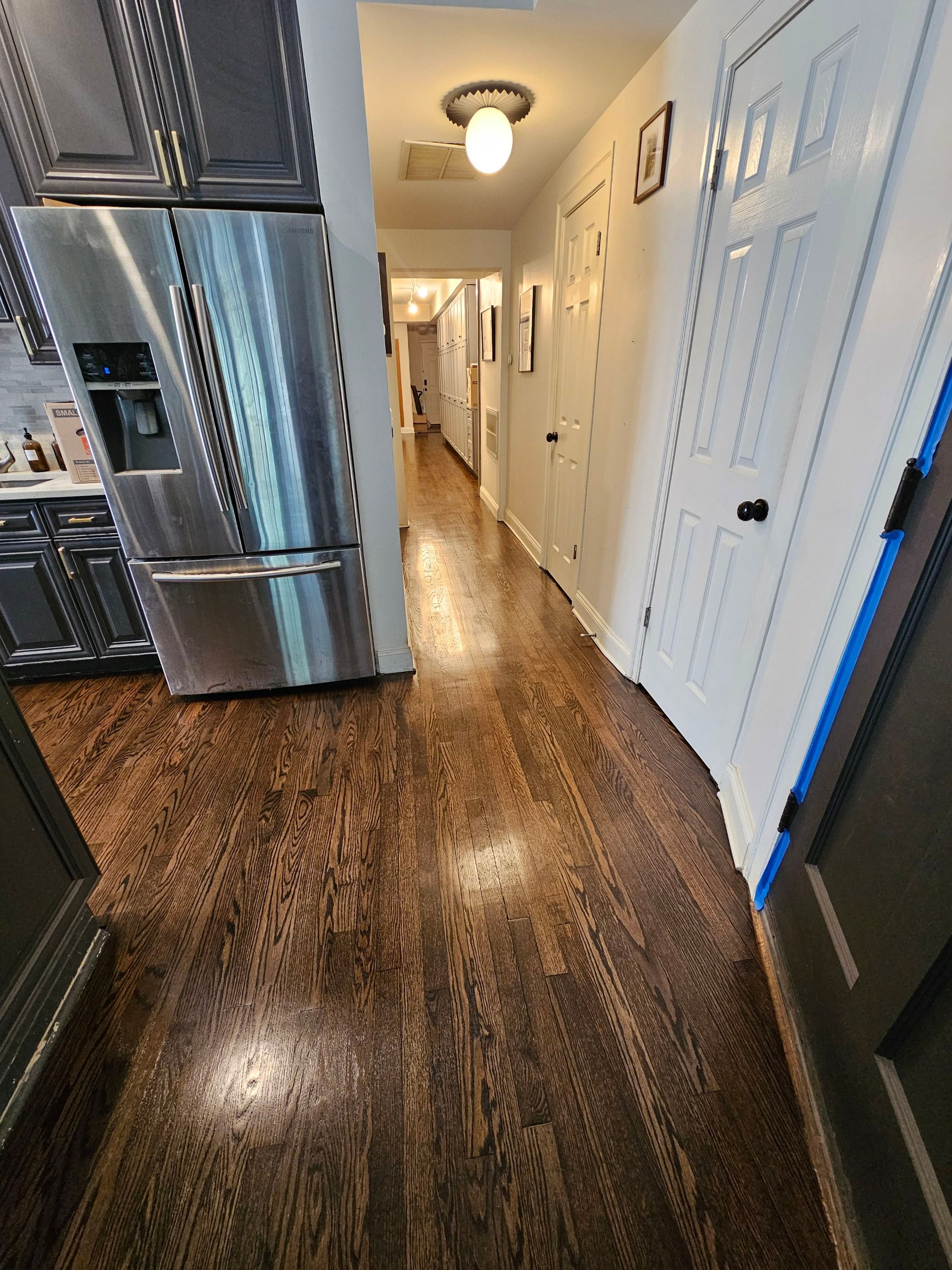 Residential Hardwood Floor Sand and Finish with Dark Stain in Chicago by Floor Coverings International of Chicago North Side