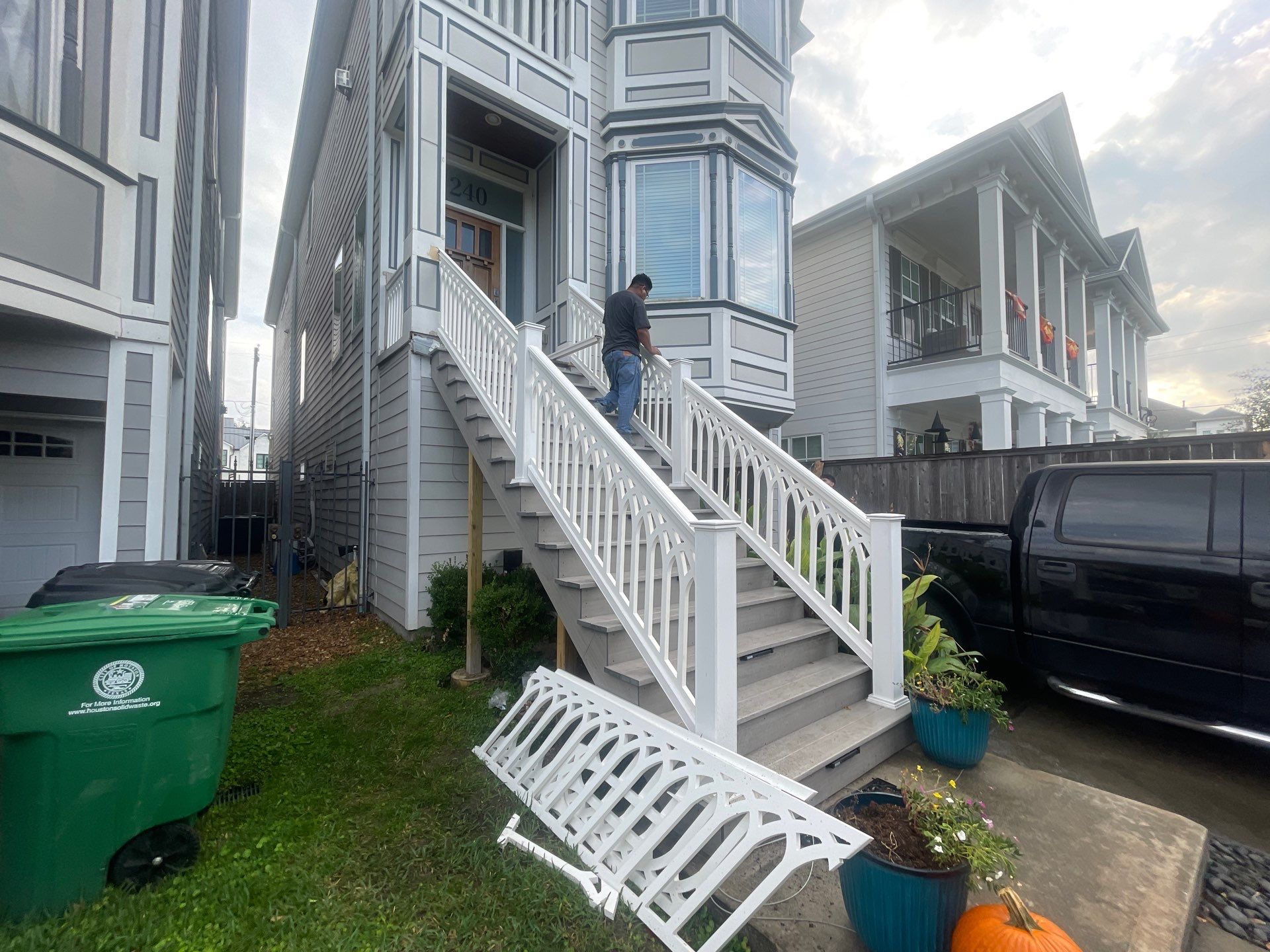 Timbertech Staircase with a 50 year warranty and solar lighting by Majesty Construction