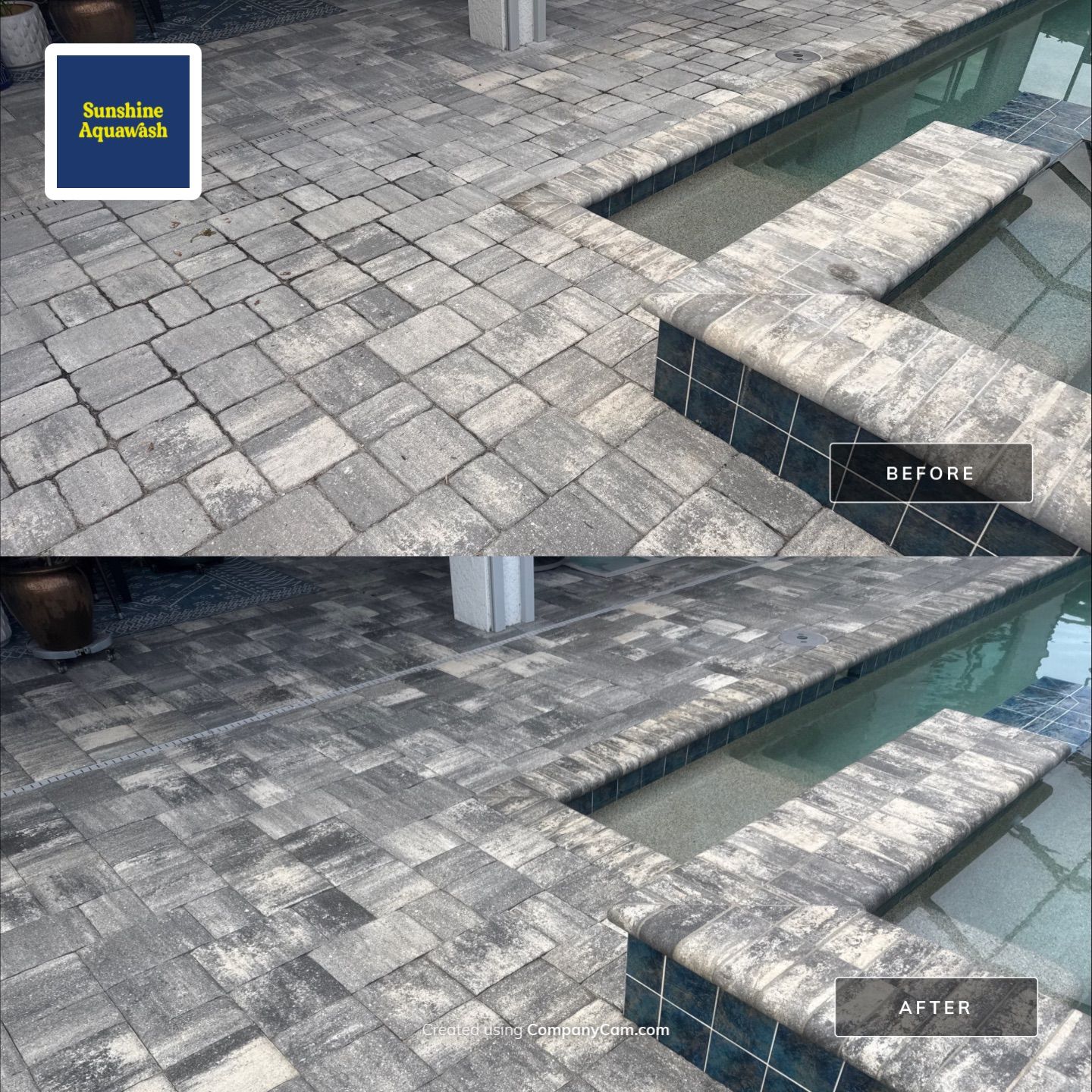 Paver Pool Deck Cleaning, Screen Enclosure & Front Entrance Cleaning – Cresswind at Lakewood Ranch, FL 34211 by Sunshine AquaWash