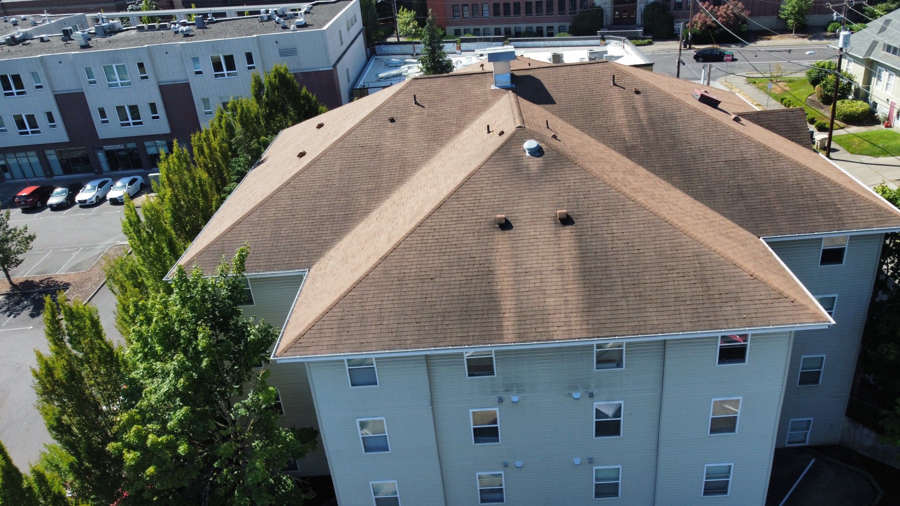 Commercial Roofing Installation using IKO Dynasty (Color: Biscayne) by Orezona Building & Roofing Company, Inc.
