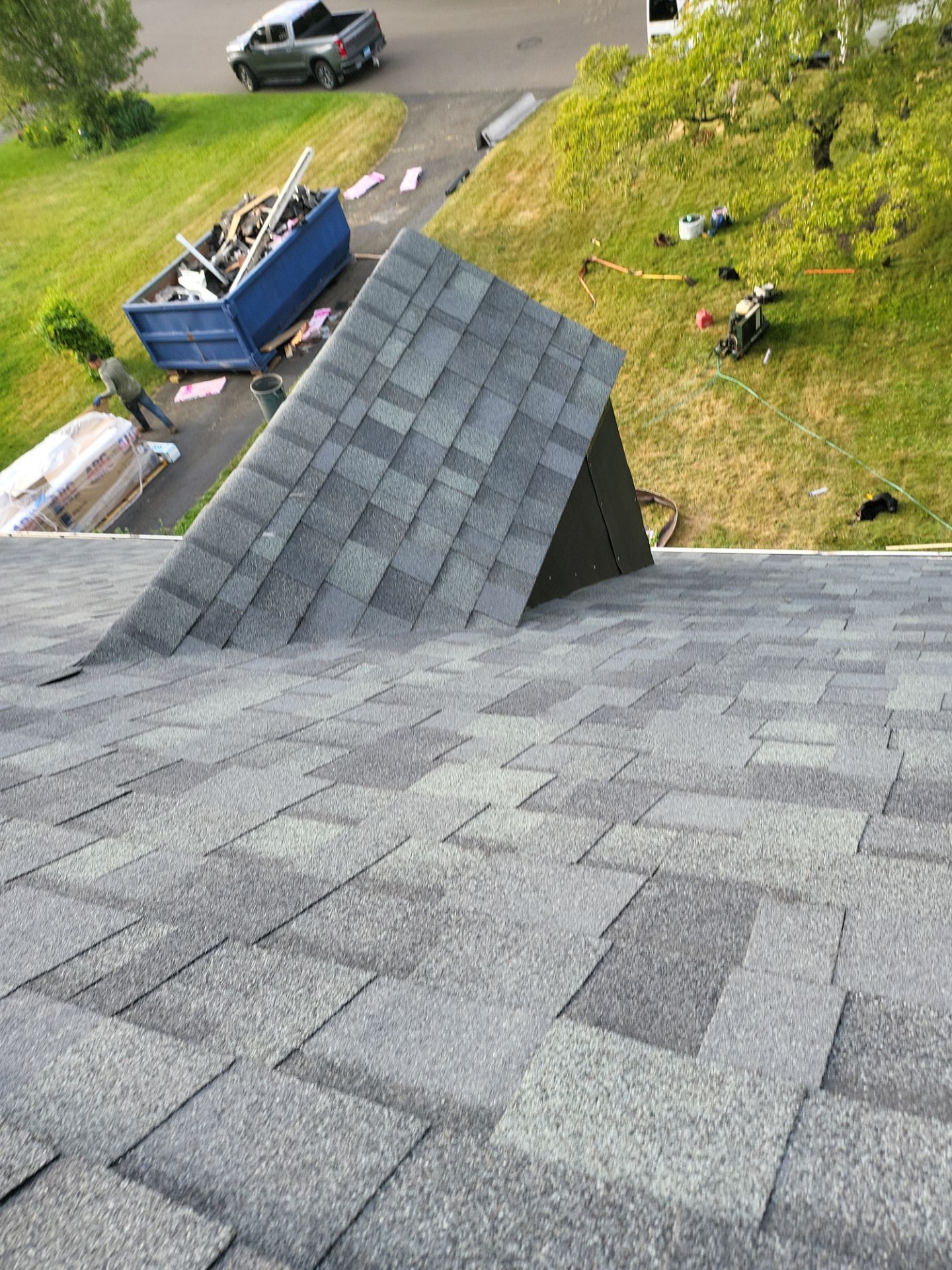 Complete Exterior Estate gray with Pacific Blue Siding by A Plus Exterior