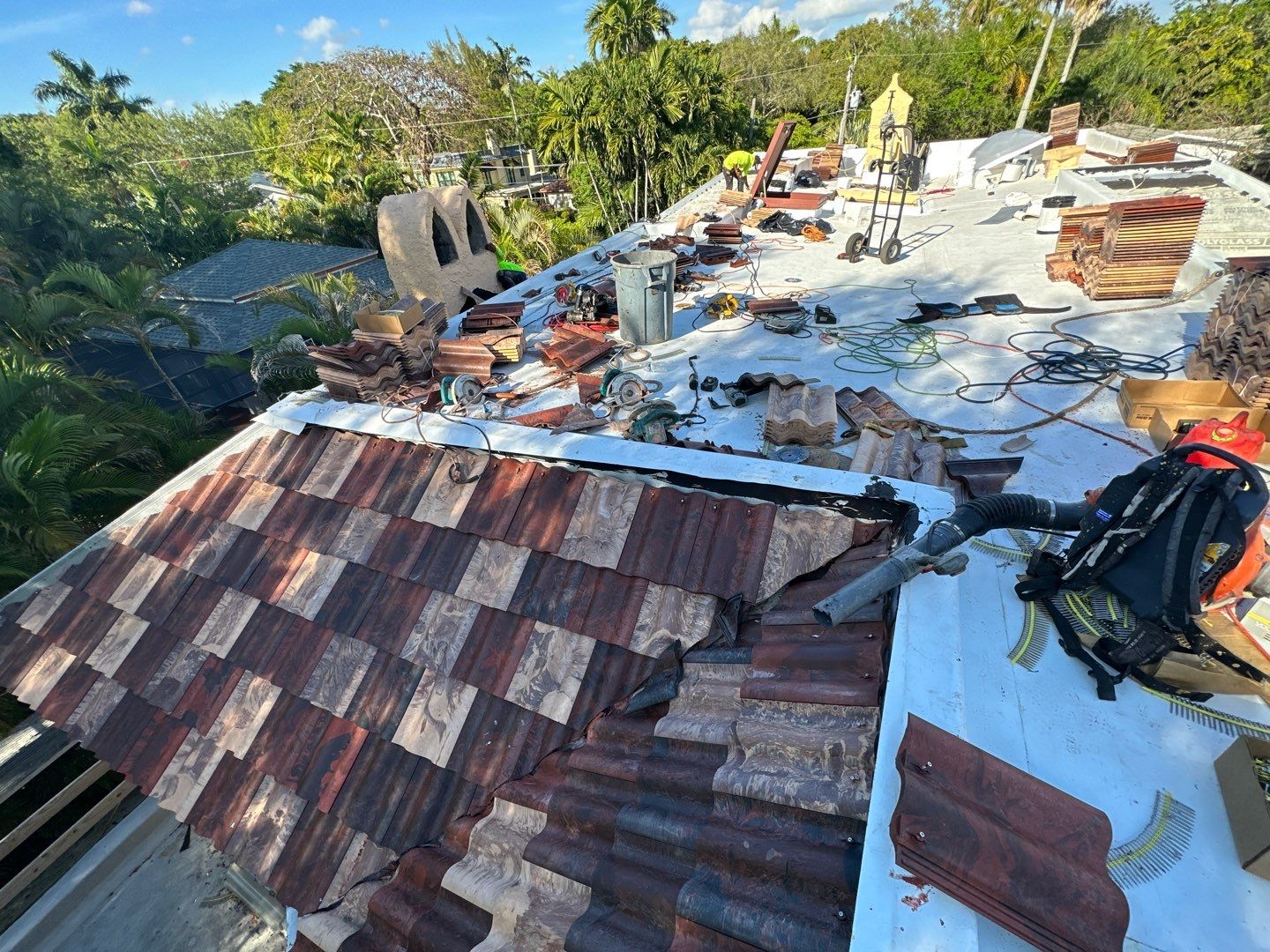 Residential Brava Spanish Tile Install in Coral Gables Miami Florida by International Roofing