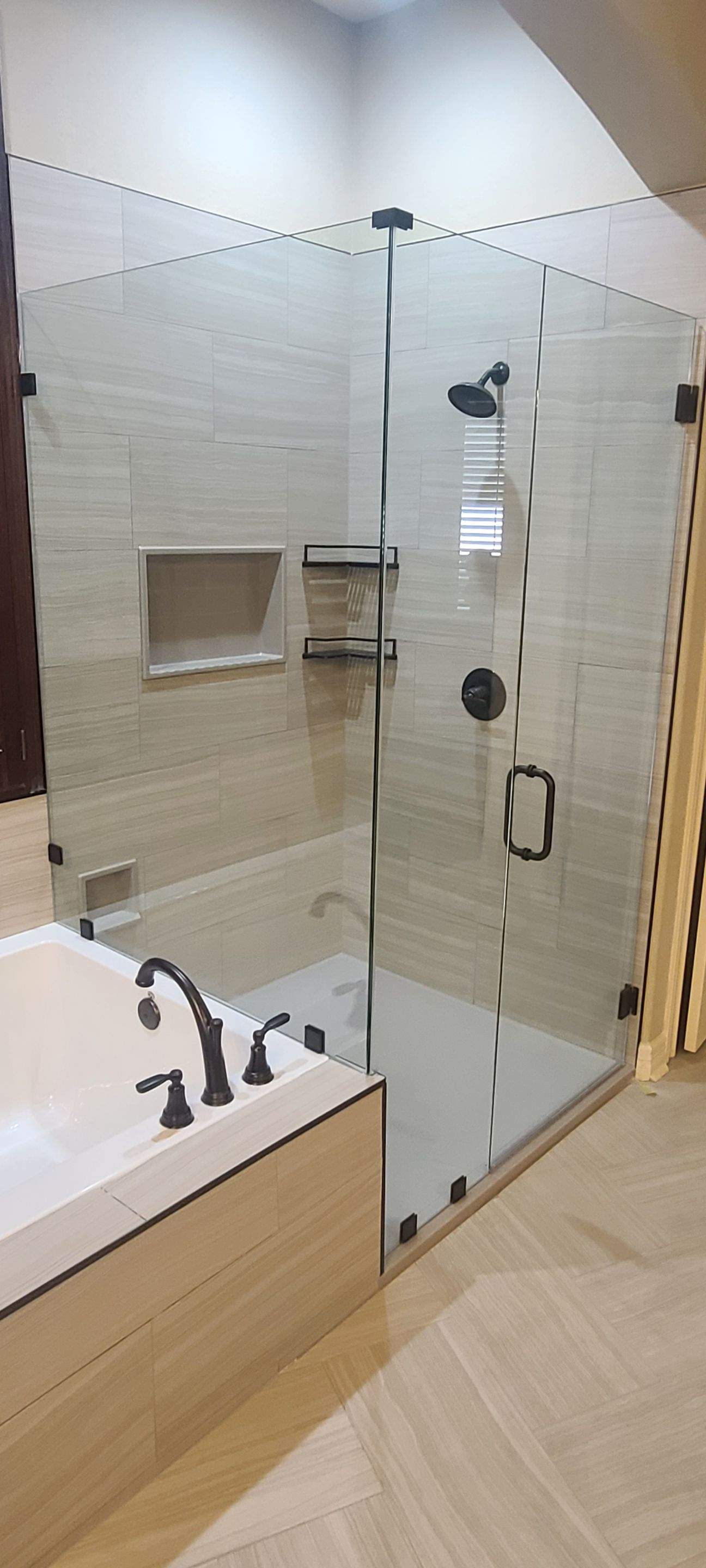 Warm Modern Bathroom Remodel in Stonewall Estates by Legacy Bath and Kitchen 