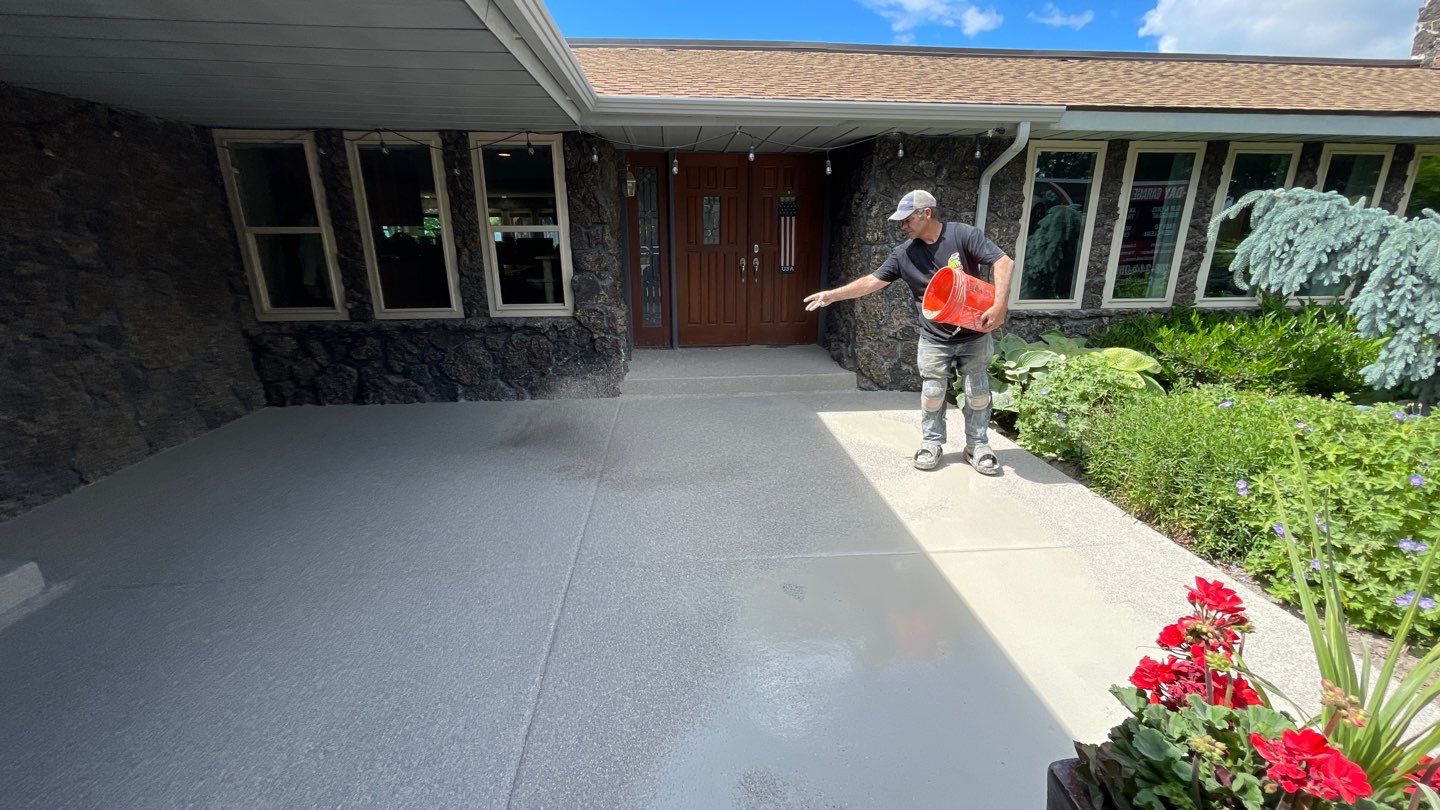 Patio Transformation using Rockford 1/8" Flake by Croc Coatings, LLC