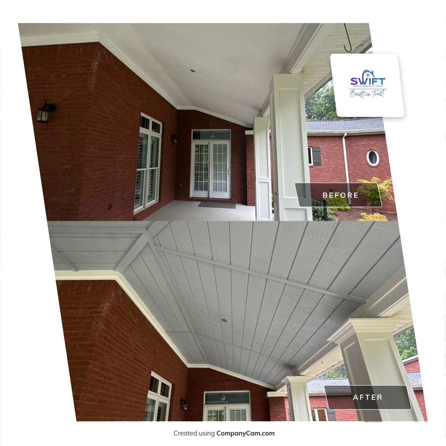 Custom Tongue-and-Groove Porch Ceiling Renovation in Marietta by Swift Home Renovations