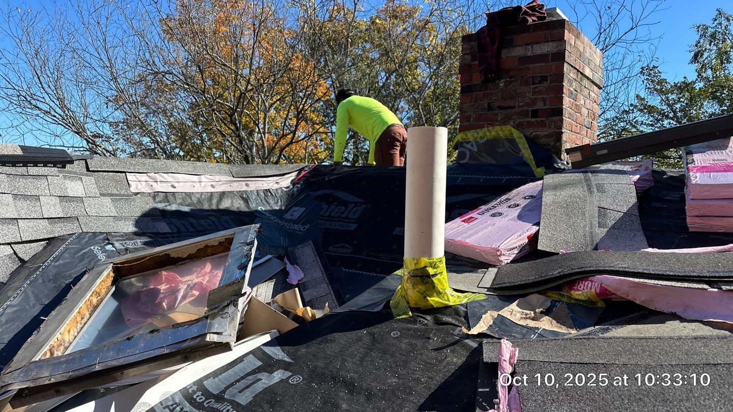 Full Roof & Porch EPDM Replacement with Skylight and Chimney Repairs by Mighty Dog Roofing of Greater Middlesex County