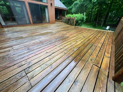 Tennis court and wood deck cleaning