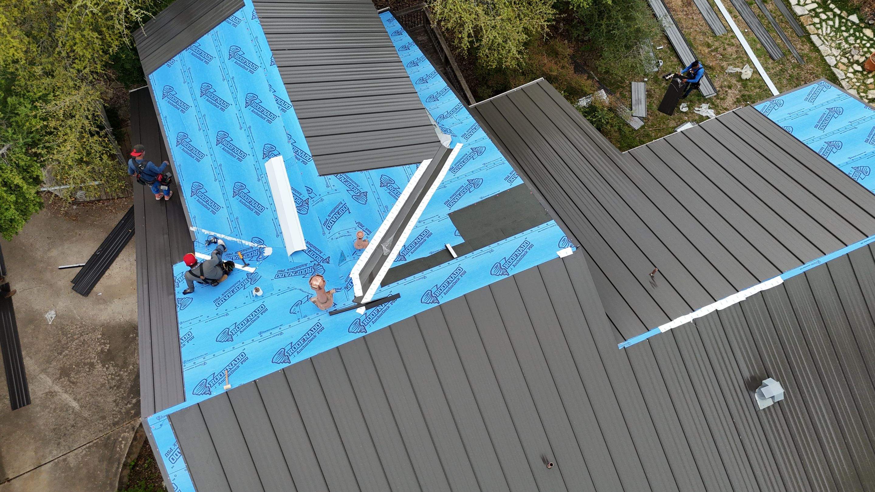 Dark Bronze - L&A Standing Seam with Striations by RoofsOnly.com