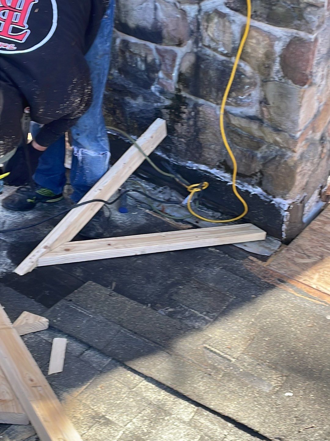 Insurance repair and chimney saddle installation. by Teflon Roofing
