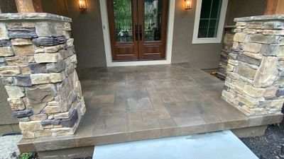 Lenexa, KS -- Front Stoop Before and After Tuscan Overlay