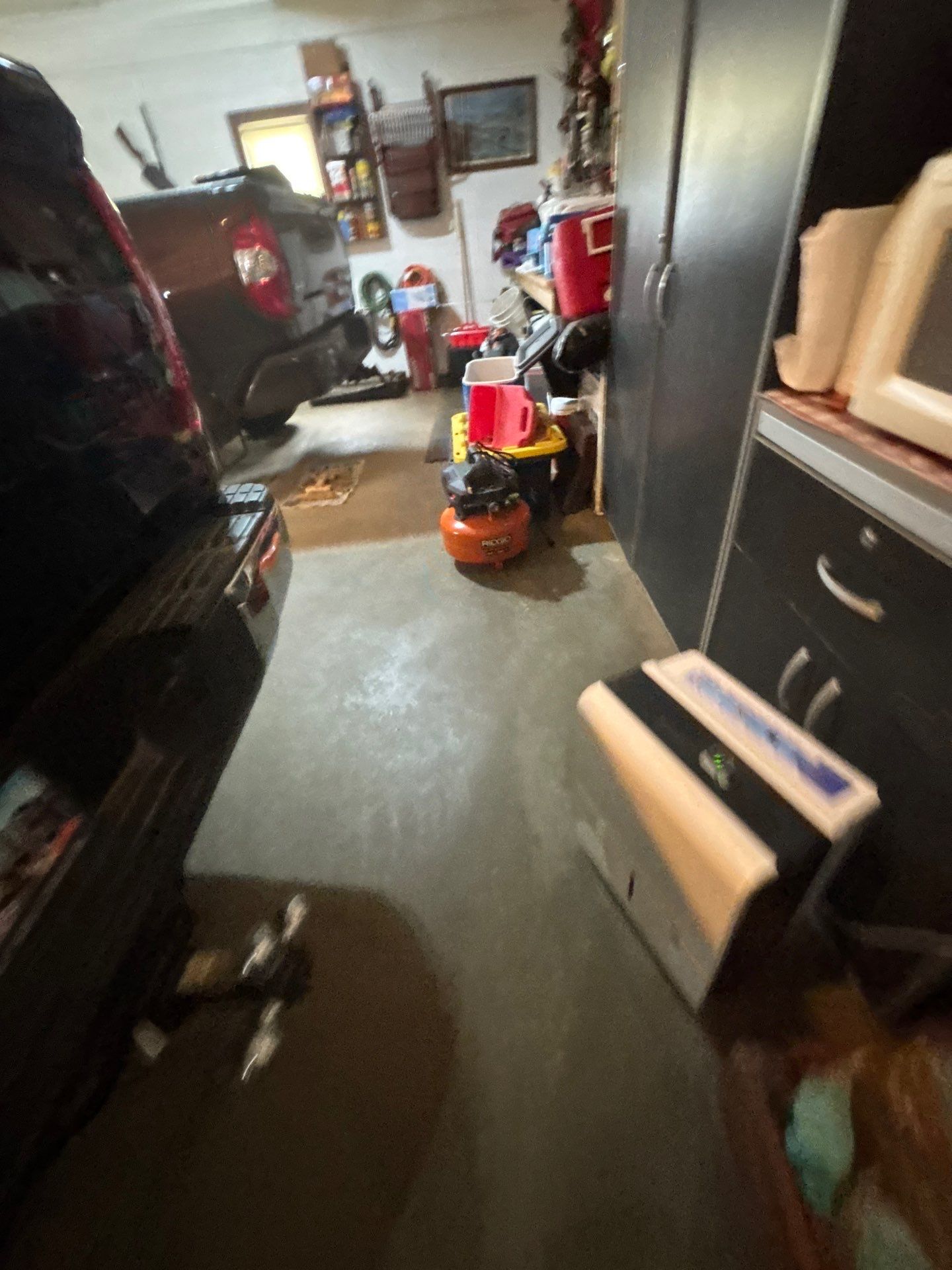 Custom Chip Concrete Coating for Colman Basement and Garage by Select Painting, Coatings & Garage Cabinets