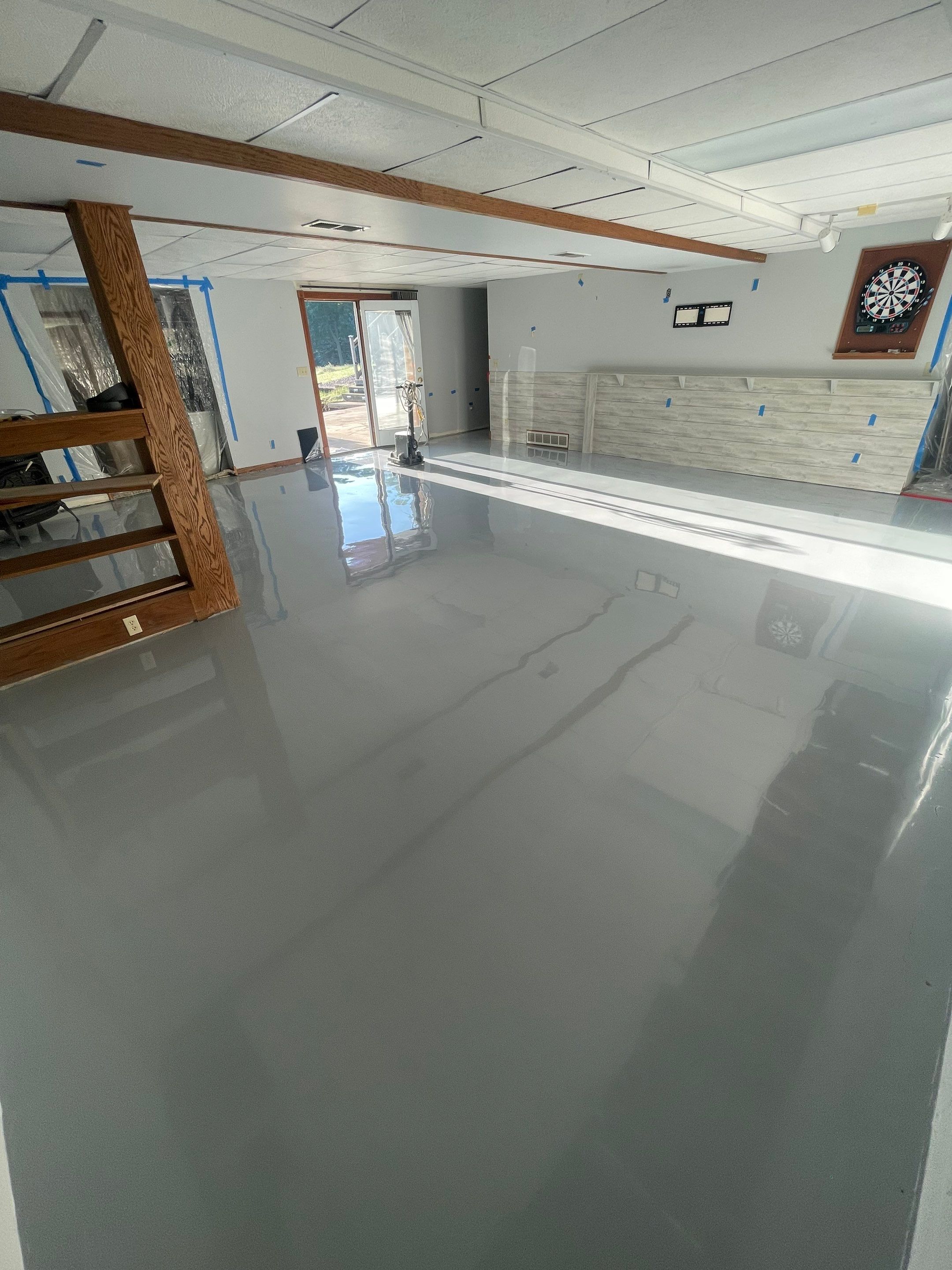 Solid Color Concrete Floor Coating for Renner Basement by Select Painting, Coatings & Garage Cabinets