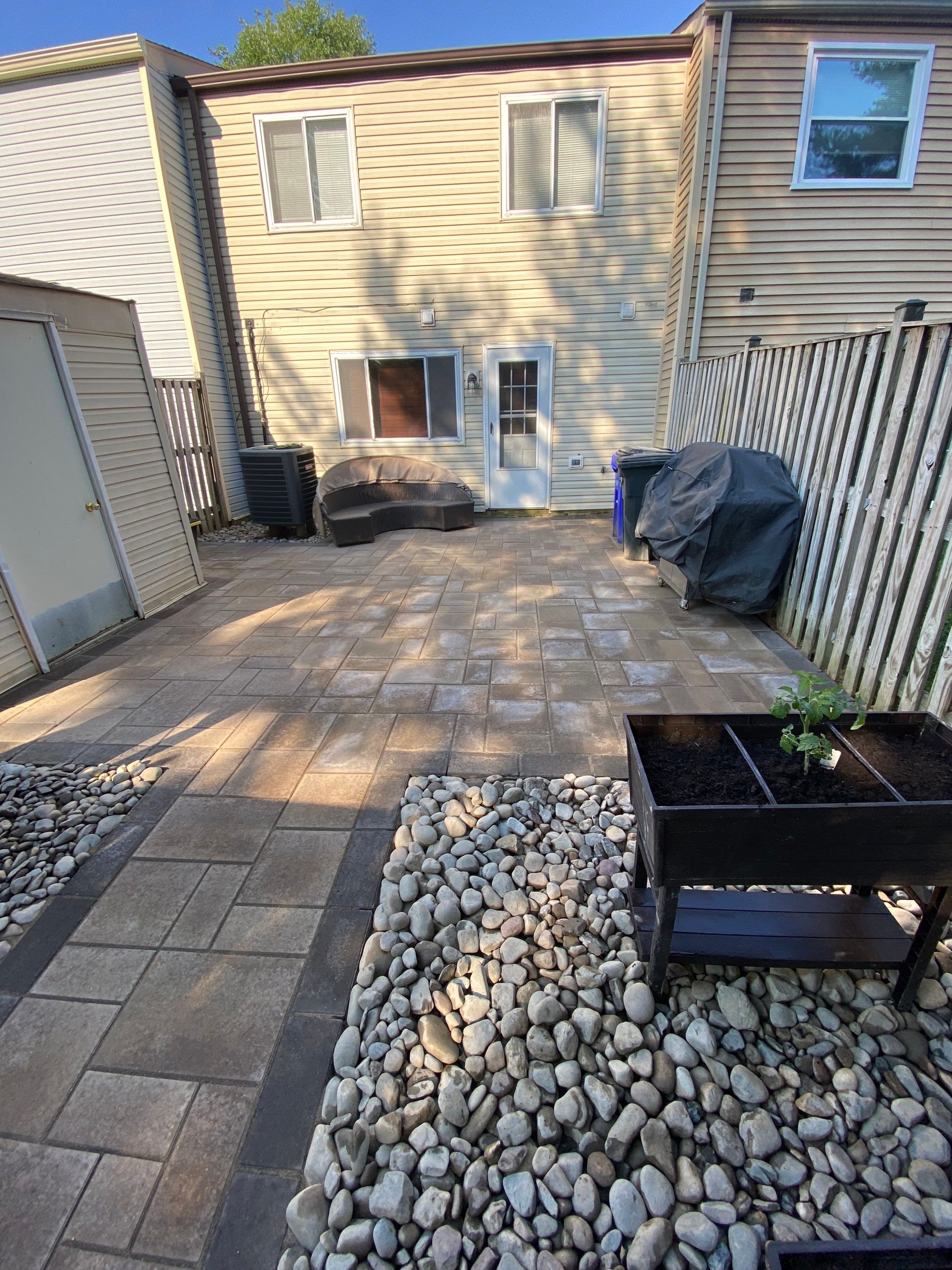Backyard Transformation using Techo-Bloc Pavers by The Smet Companies, LLC