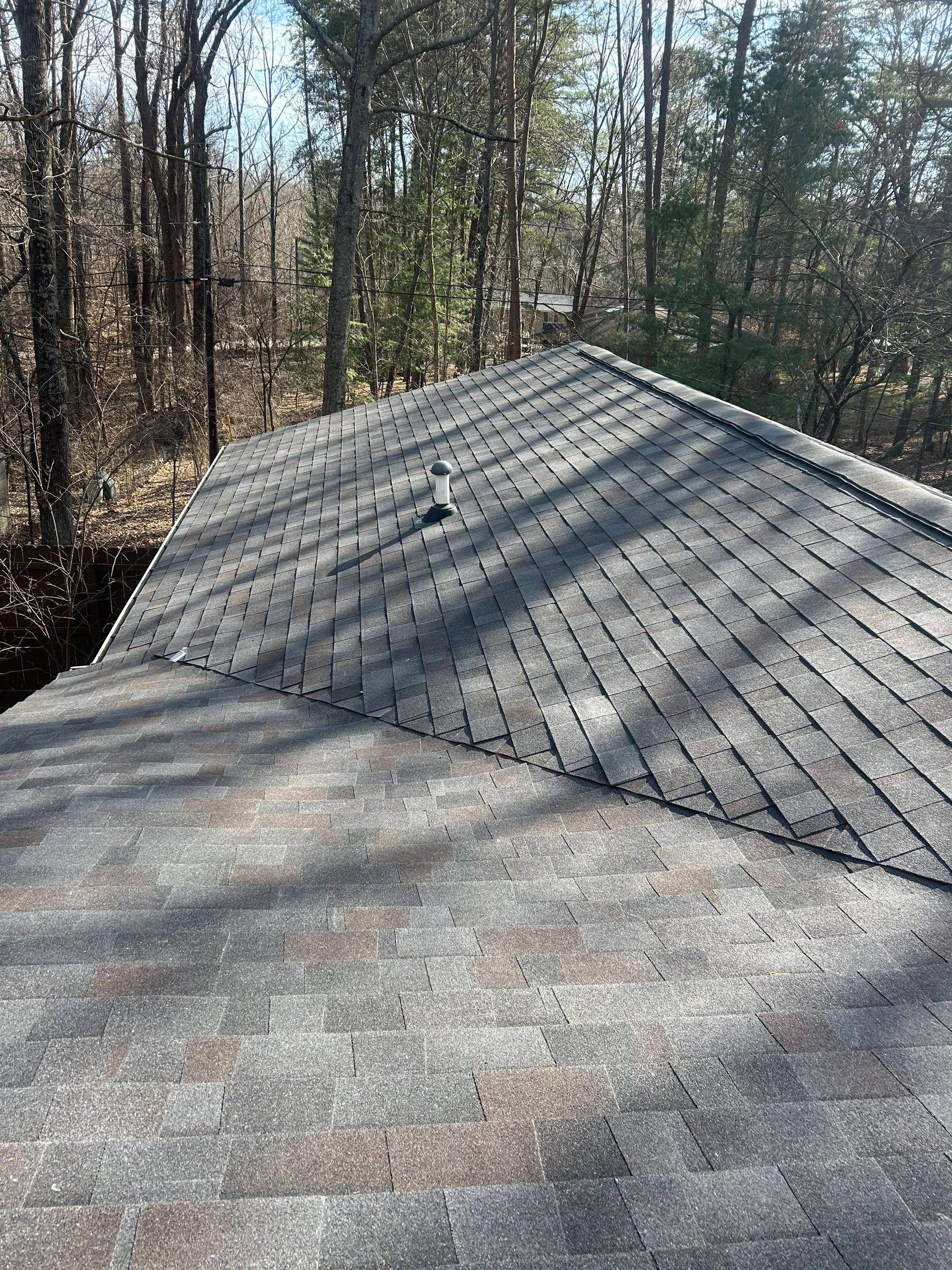 Residential Roofing Installation using Malarkey Vista AR Shingles (Black Oak) by Koontz Construction