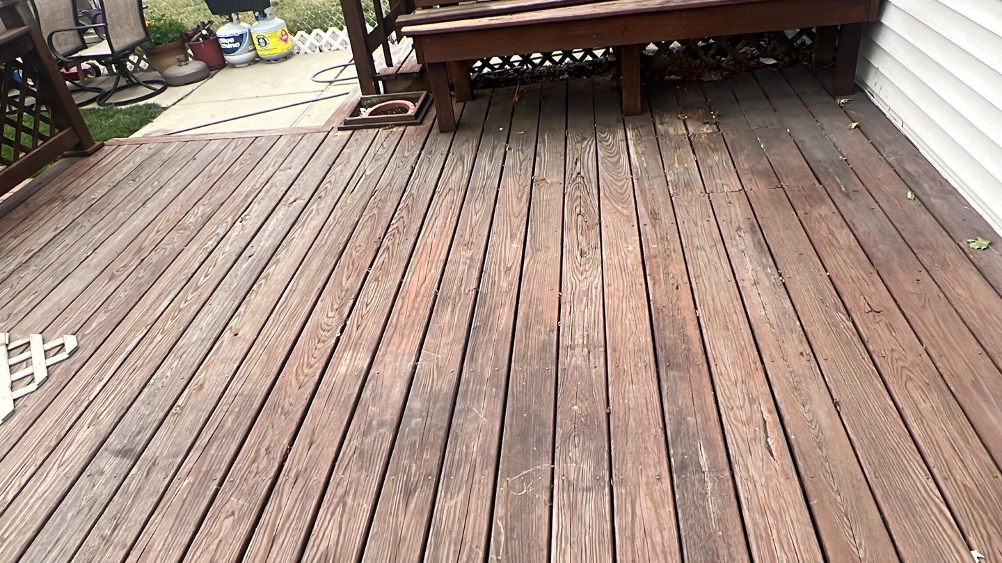 Wood cleaning and staining using Armstrong cloark oil stain by Northern Power Washing LLC.