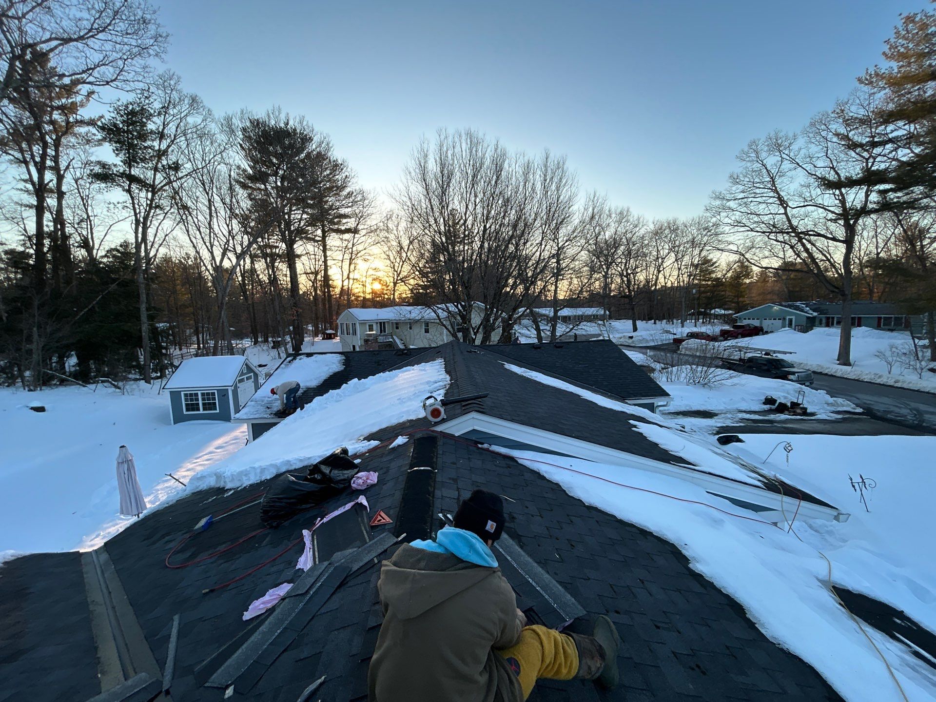 Ridge Cap Replacement & Black Metal Valley Installation in Chelmsford, MA by Mighty Dog Roofing of Greater Middlesex County