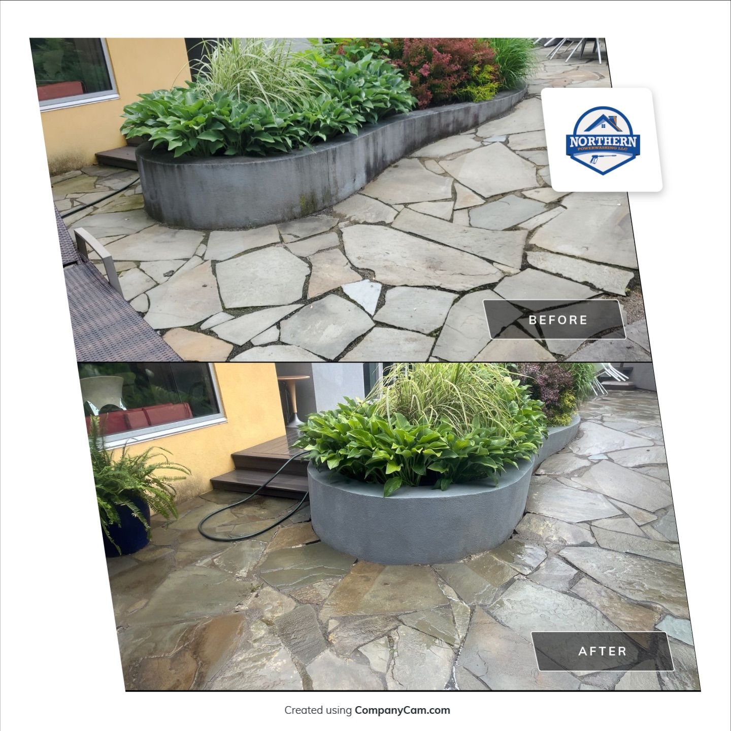 roof washing using Algaecide, soft wash soap by Northern Power Washing LLC.