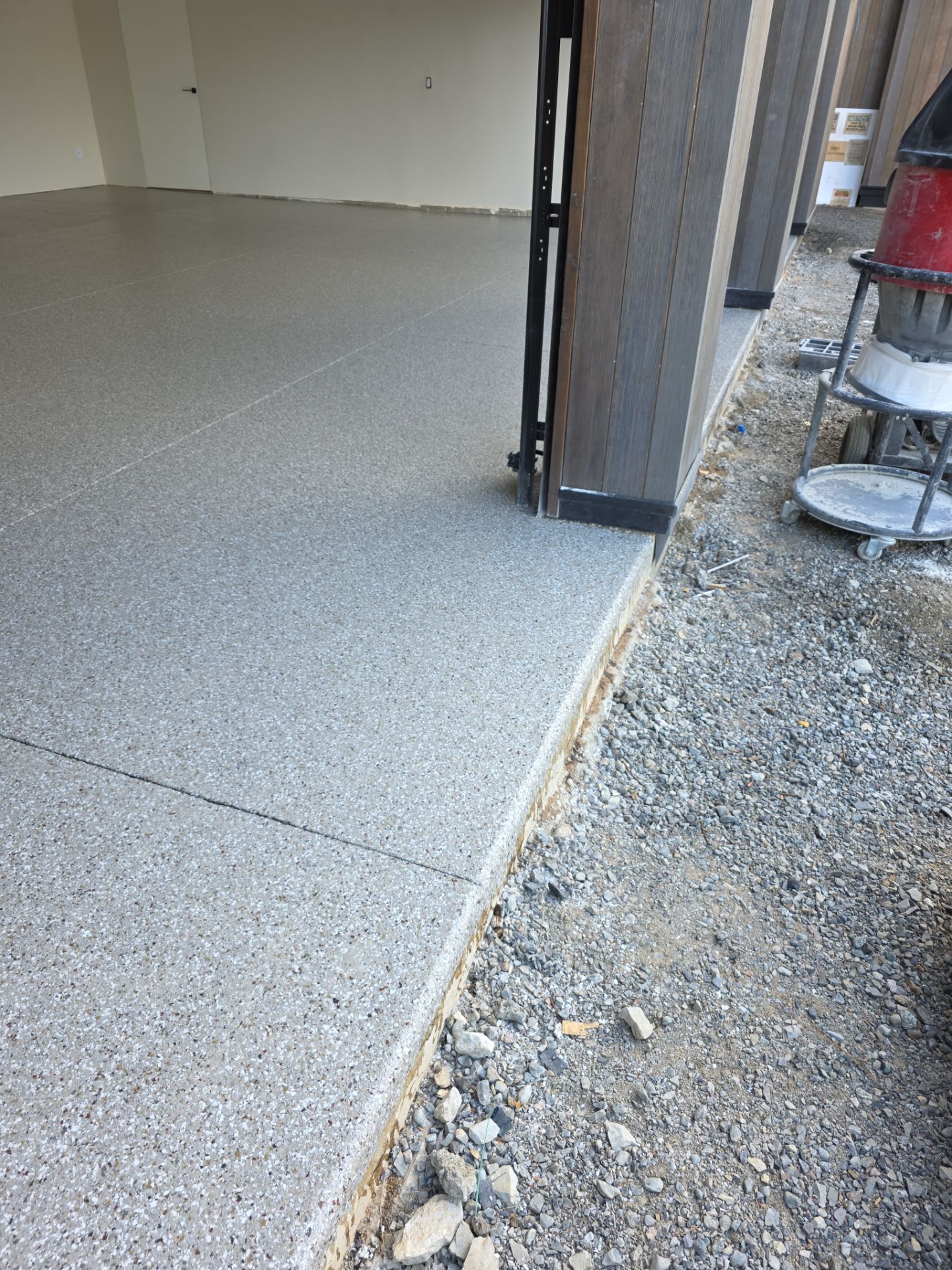 Garage Transformation using Pebble Beach by Croc Coatings, LLC
