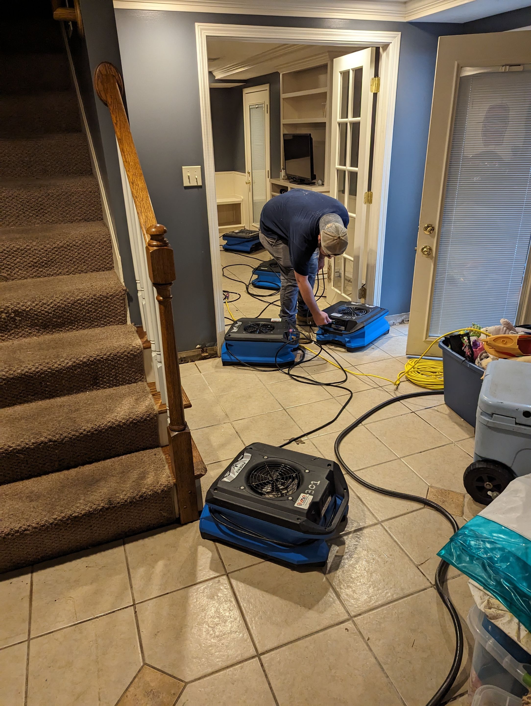 Emergency Service Water Mitigation Using Air Movers and Dehumidifiers by ANR Restoration