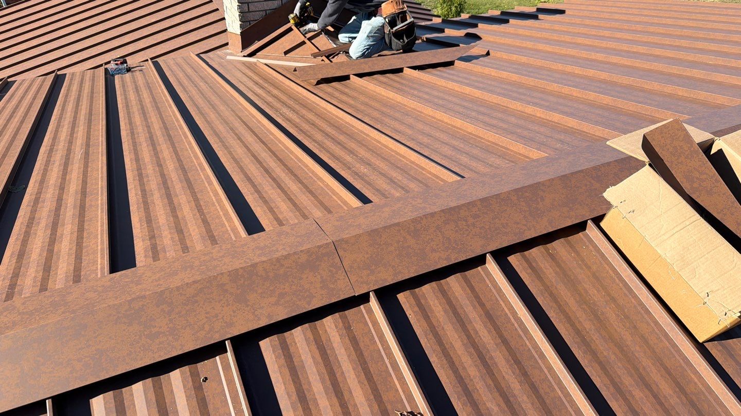 Roof Replacement using MS Standing Seam Roof Western Rust by 180 Contractors