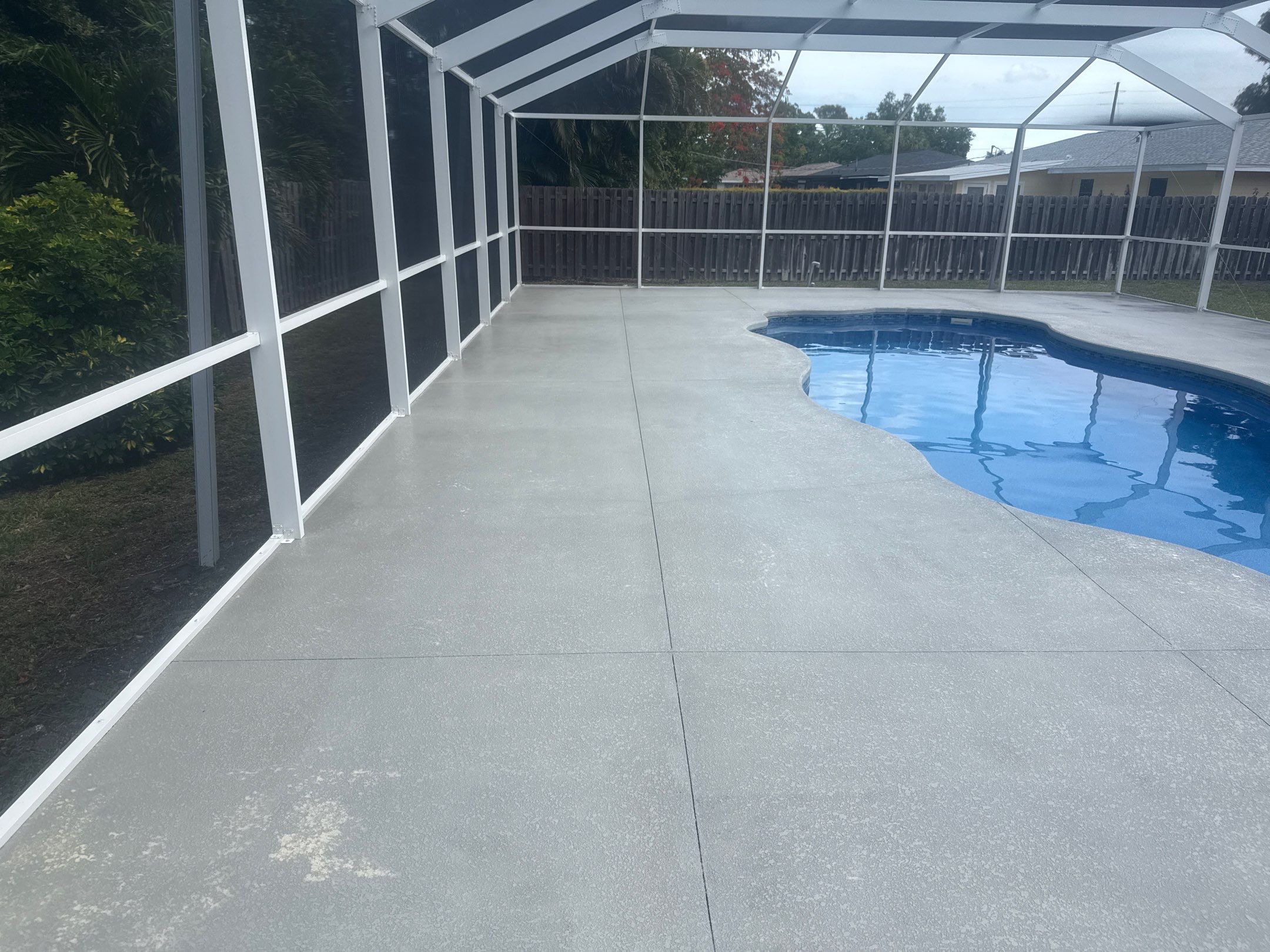 Painted Pool Deck & Pool Cage Cleaning in Allendale – Bradenton, FL by Sunshine AquaWash