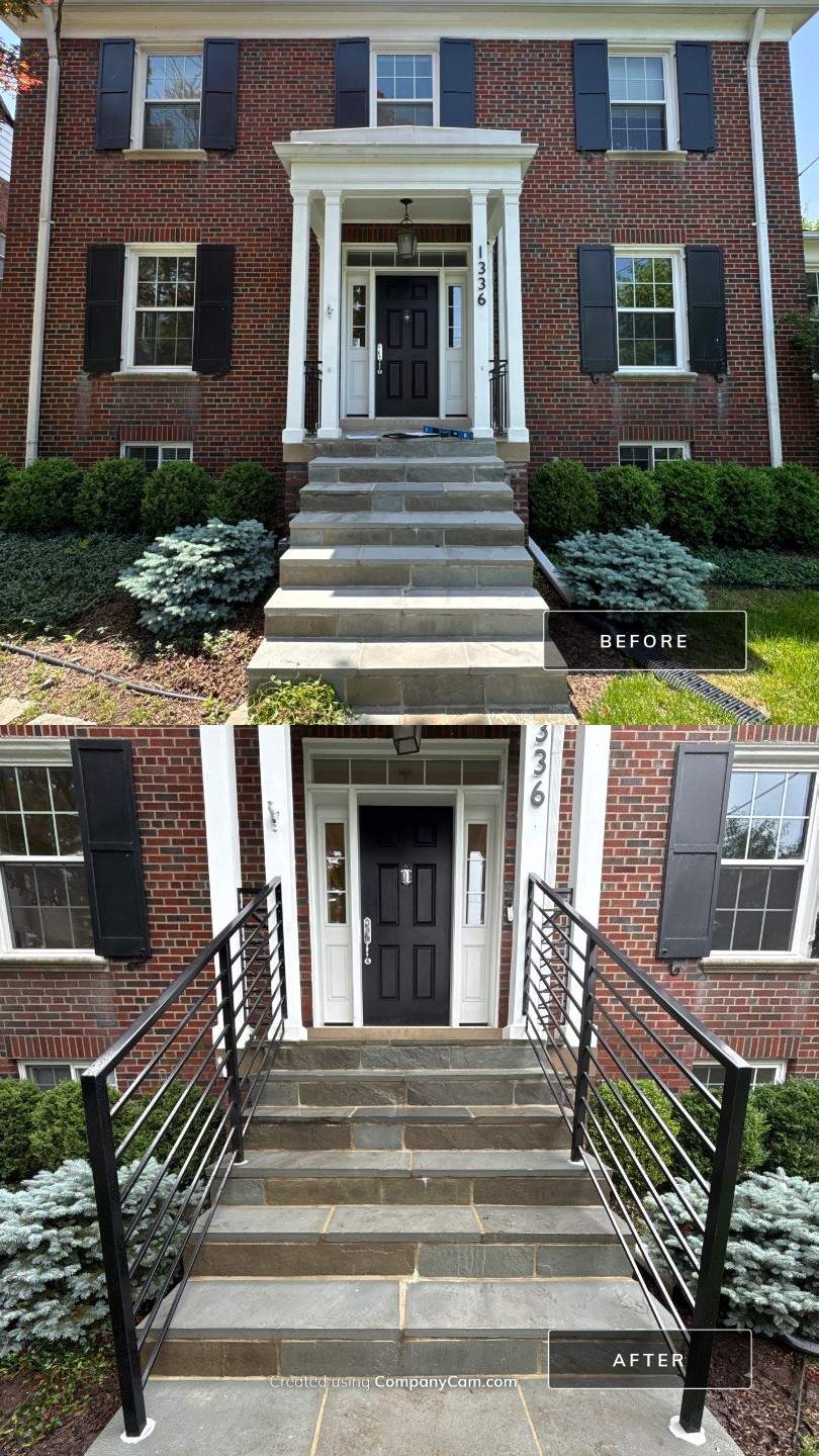 Modern Horizontal Steel Railings – Front Entry Renovation – Washington, DC by Capitol Iron Works