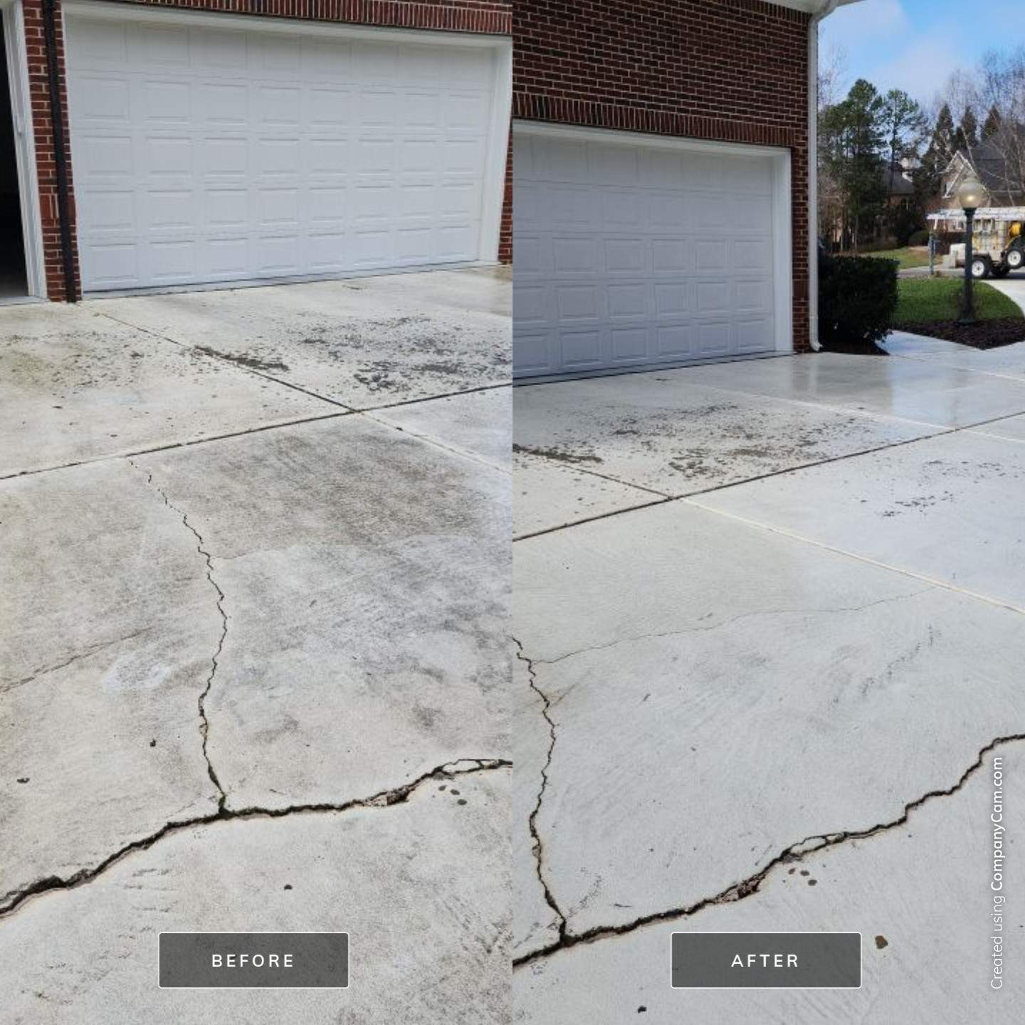 Driveway Clean using cleaner by Power Wash Masters LLC
