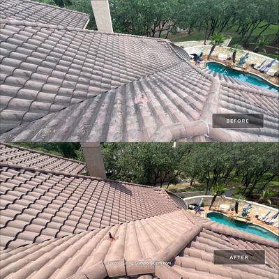 Tile Roof Washing Project in Garden Ridge