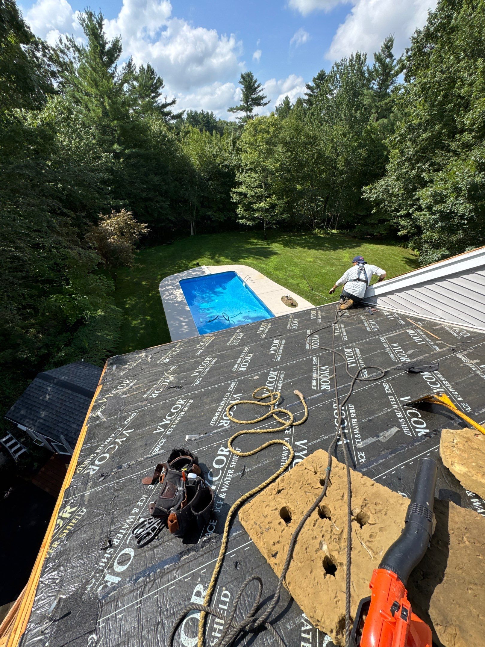 Roof Replacement in Brentwood, NH – Owens Corning Duration Slatestone Gray with New Gutters by Compass exteriors