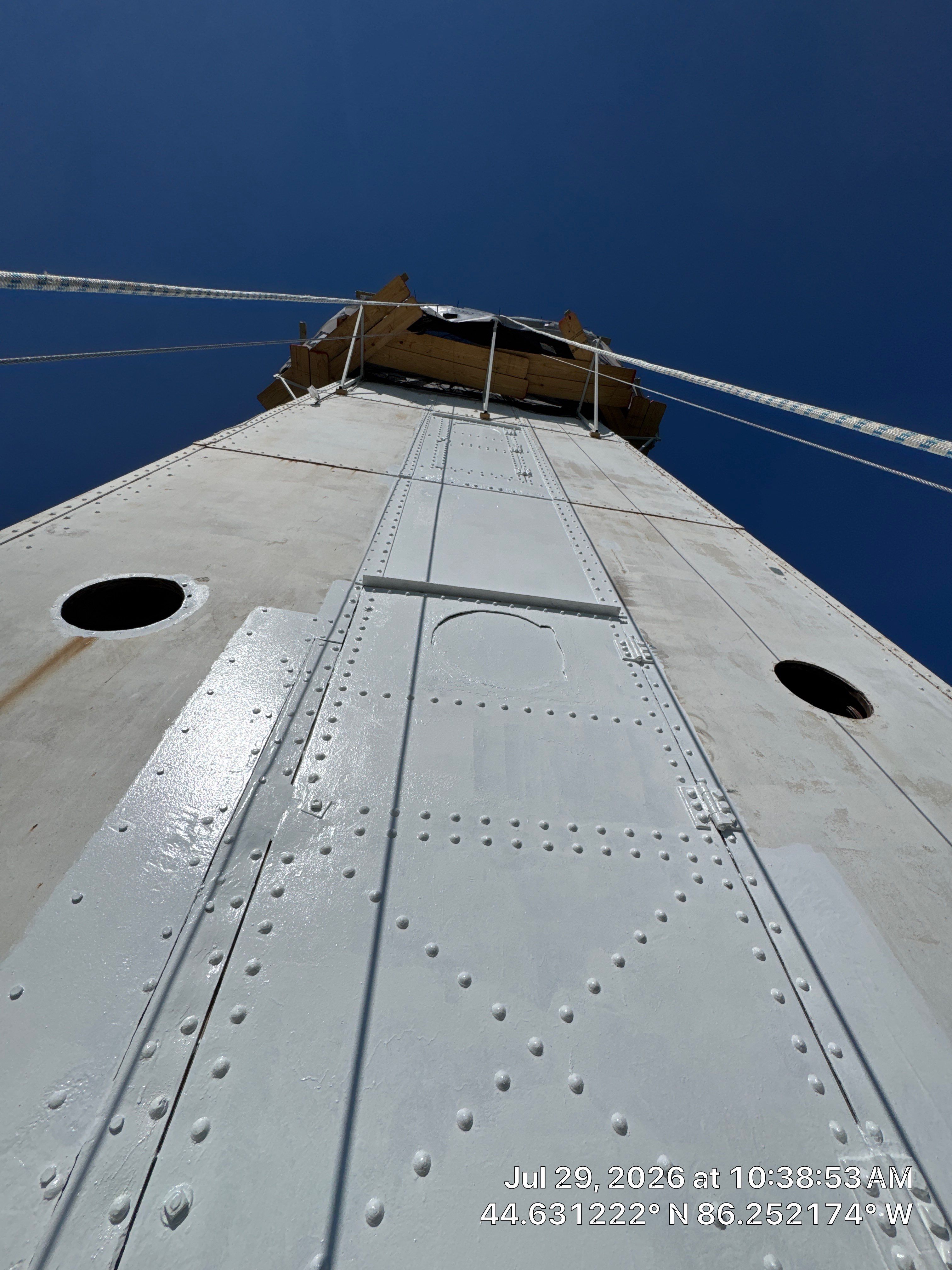 Historical Restoration and Coating of Frankfort North Breakwater Lighthouse by Finkle Preservation & Construction 