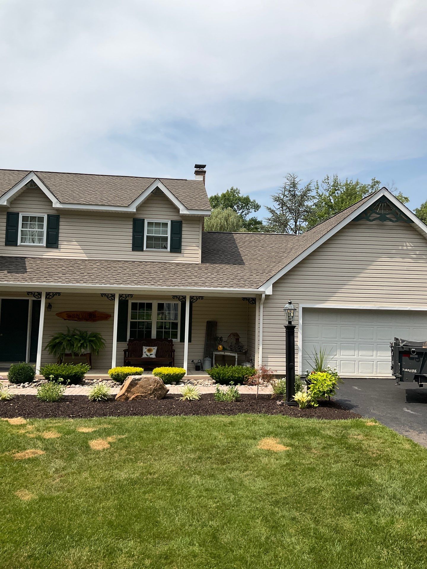 GAF Timberline Ultra HDZ Roof Replacement with Seamless Gutters by Esh Builders