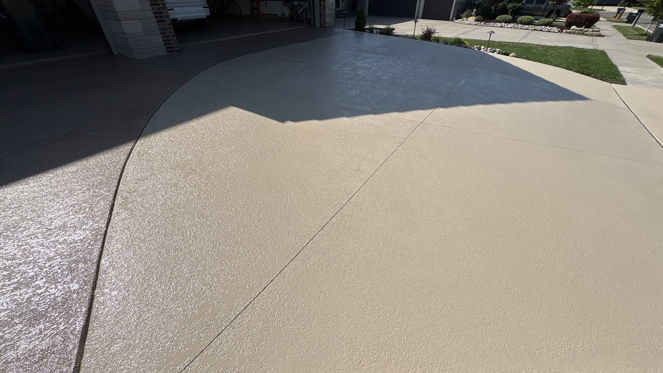 Two-Tone Driveway Resurface - Olathe, KS by Big Red Decorative Concrete, LLC