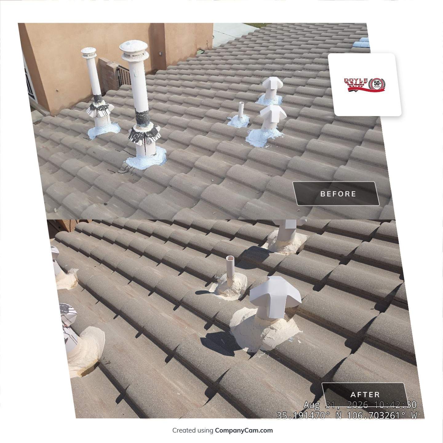 Comprehensive Concrete Tile Roof Underlayment replacement and Vent Sealing in Albuquerque by Doyle Roof Masters Inc