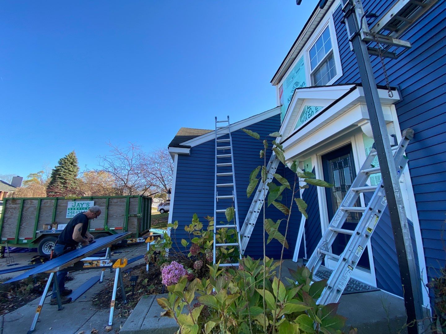 Siding Replacement using Certainteed Restoration Classic D4 Midnight Blue by 180 Contractors