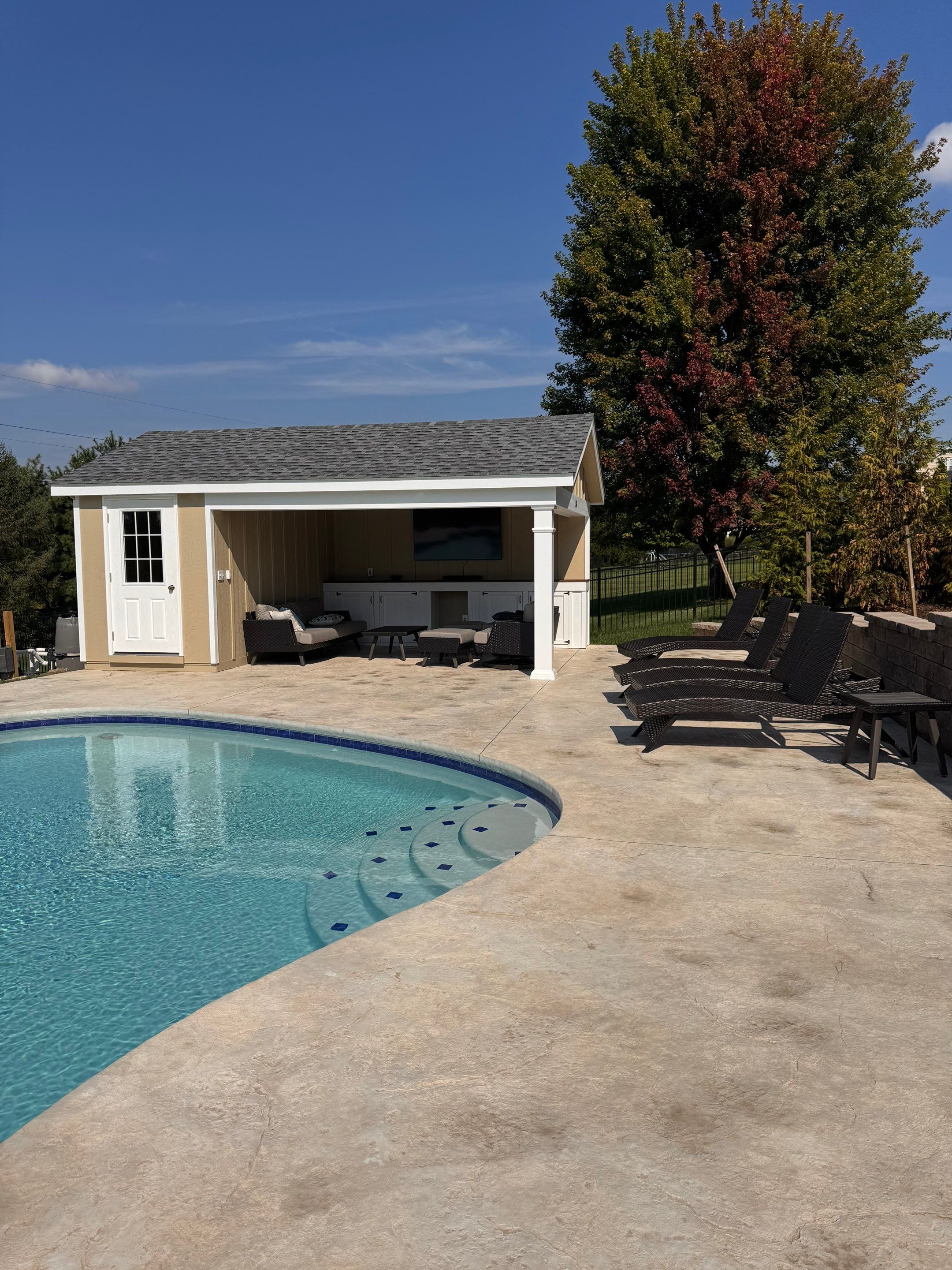 stamped concrete pool deck  by Architectural Concrete Design