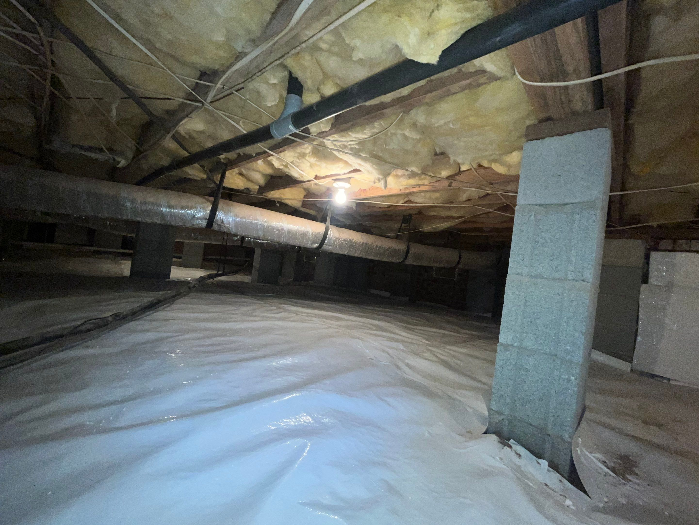 Dehumidifier and Moisture Barrier install with Structural repairs. by Impact Crawlspace